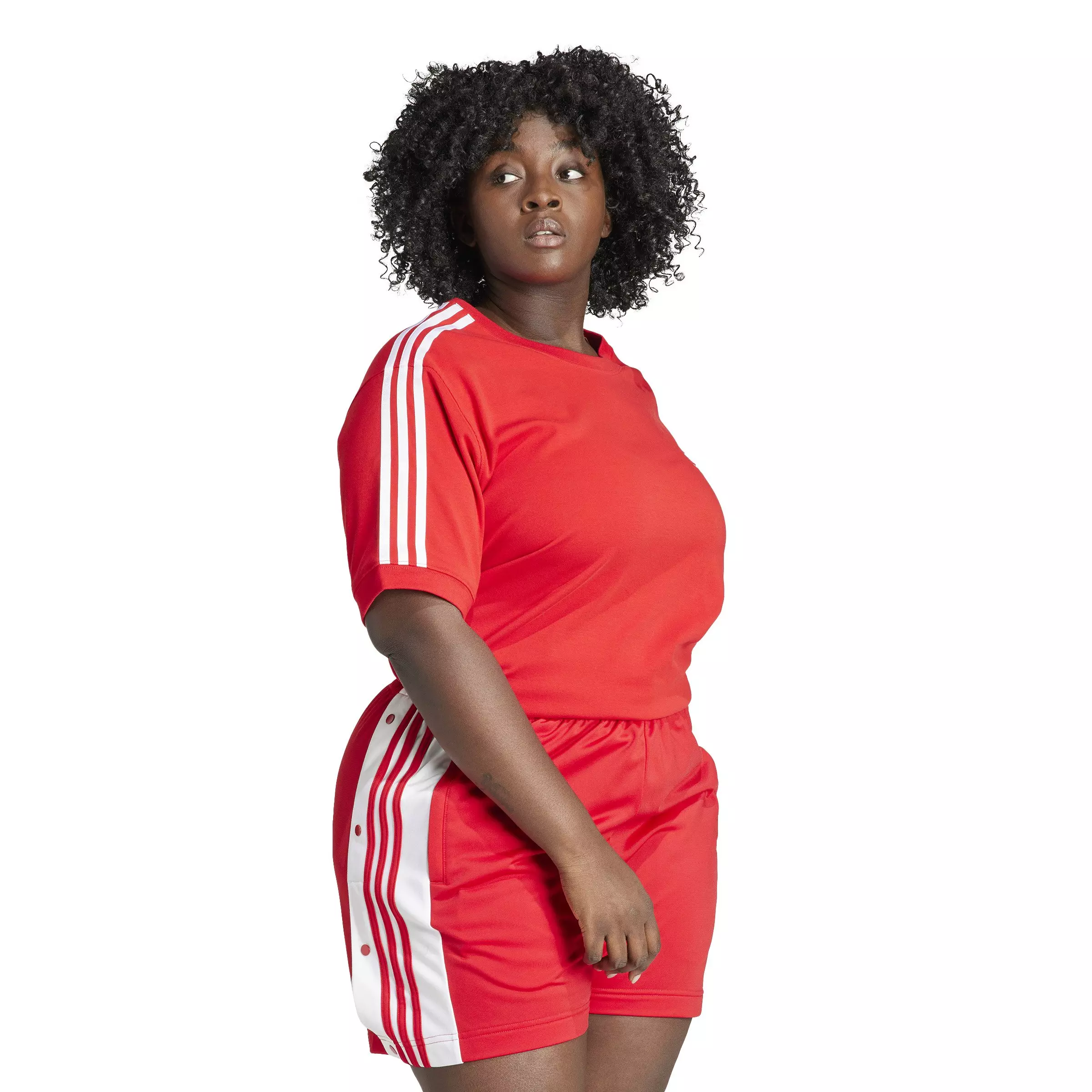 adidas Originals Women's Baby 3-Stripes T-Shirt -Red - RED
