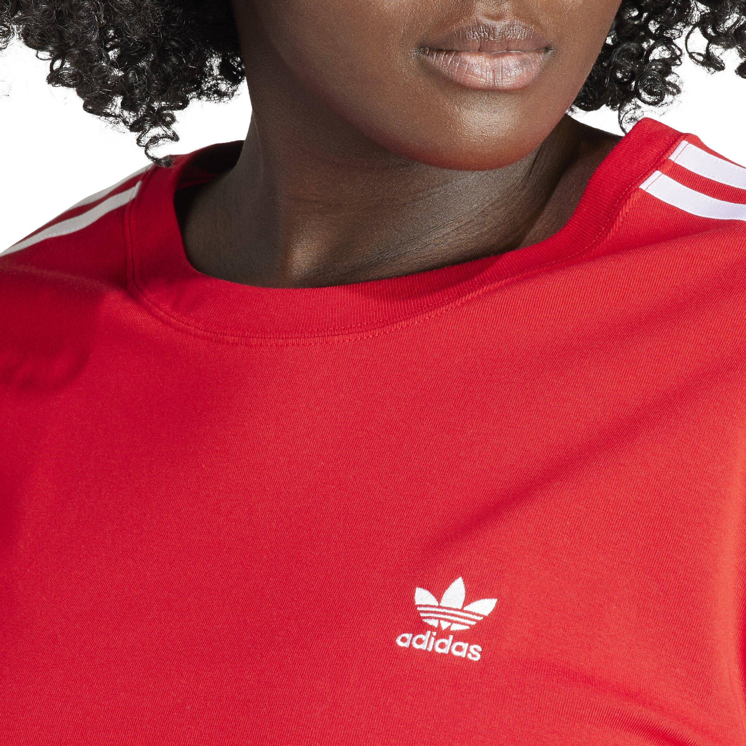 adidas Originals Women's Baby 3-Stripes T-Shirt -Red - RED Thumbnail View 4