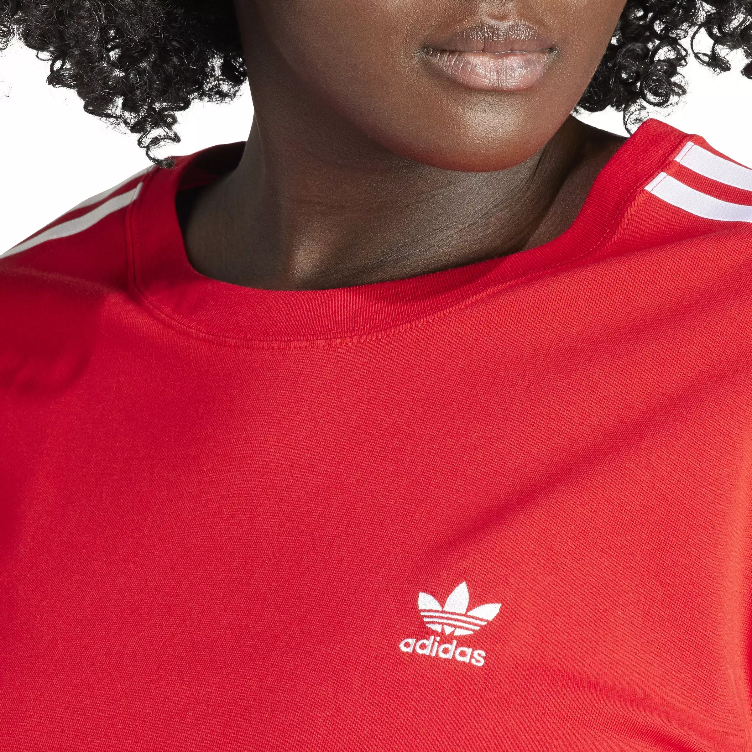 adidas Originals Women's Baby 3-Stripes T-Shirt -Red - RED