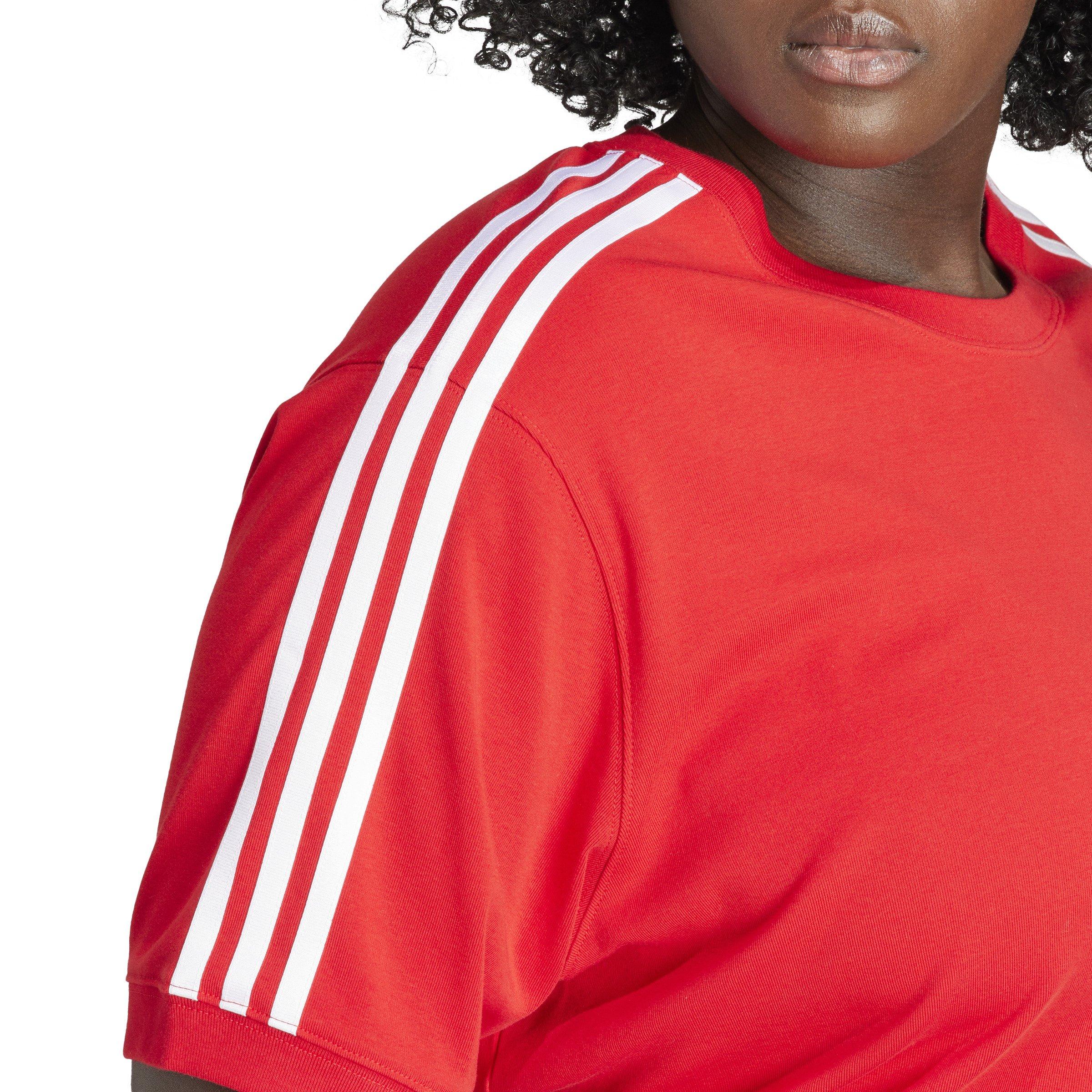 adidas Originals Women's Baby 3-Stripes T-Shirt -Red - RED Thumbnail View 3