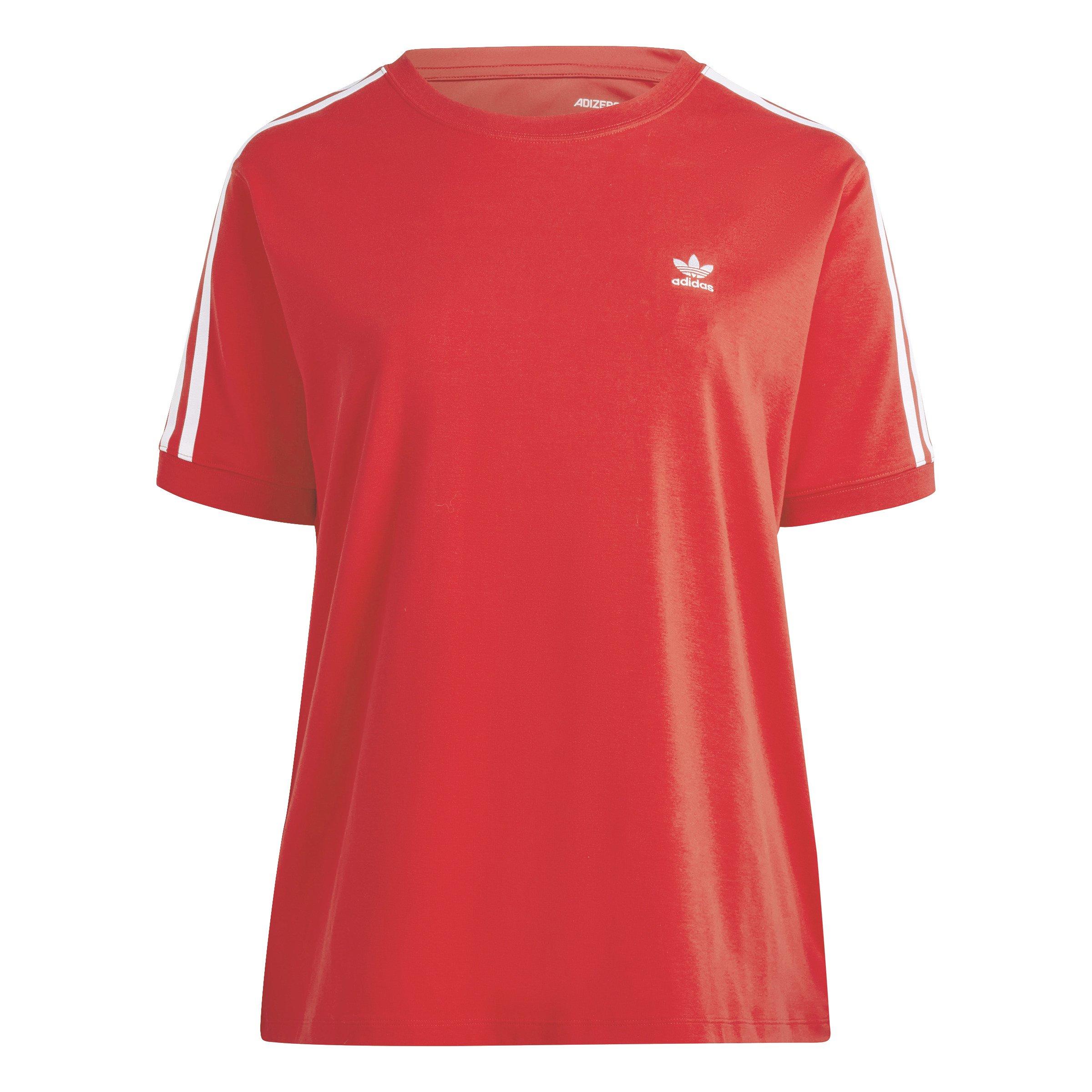 ☆adidas☆ 3S Baby Tee Red adidas Originals Women's Baby 3-Stripes T-Shirt -Red