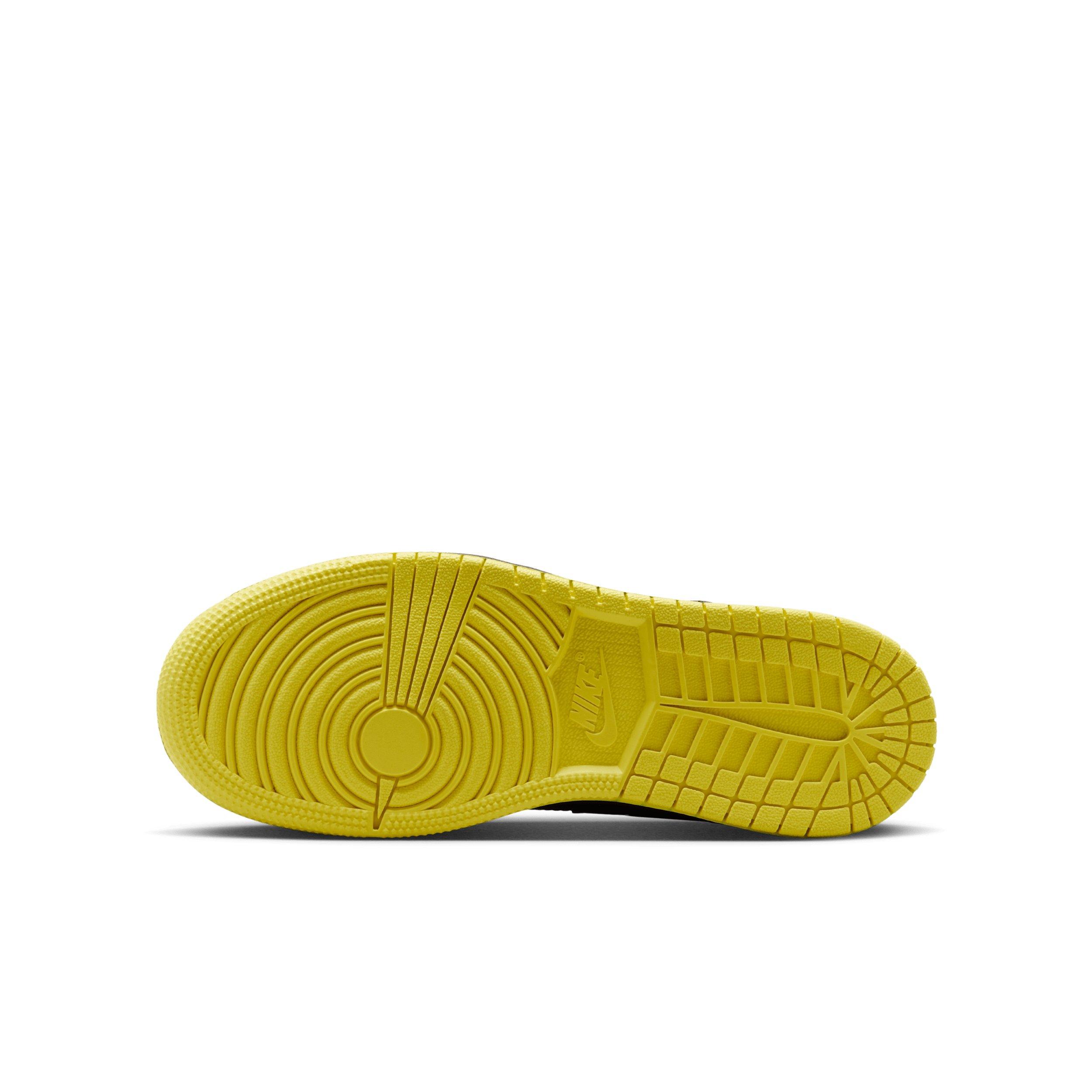 Jordan 1 Mid SE "Black/Opti Yellow/Silver" Grade School Boys' Shoe - BLACK/YELLOW/SILVER Thumbnail View 6