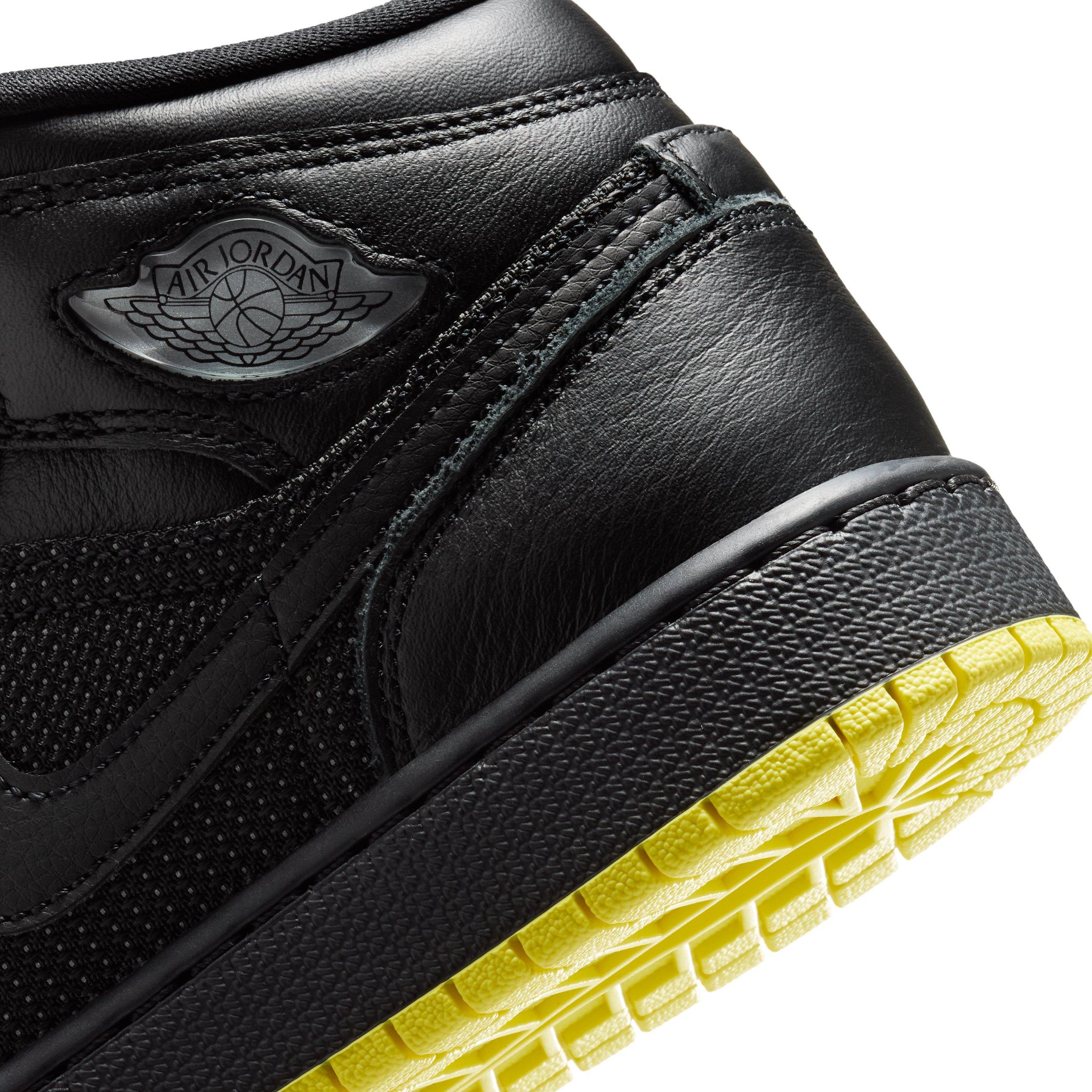 Jordan 1 Mid SE "Black/Opti Yellow/Silver" Grade School Boys' Shoe - BLACK/YELLOW/SILVER Thumbnail View 8