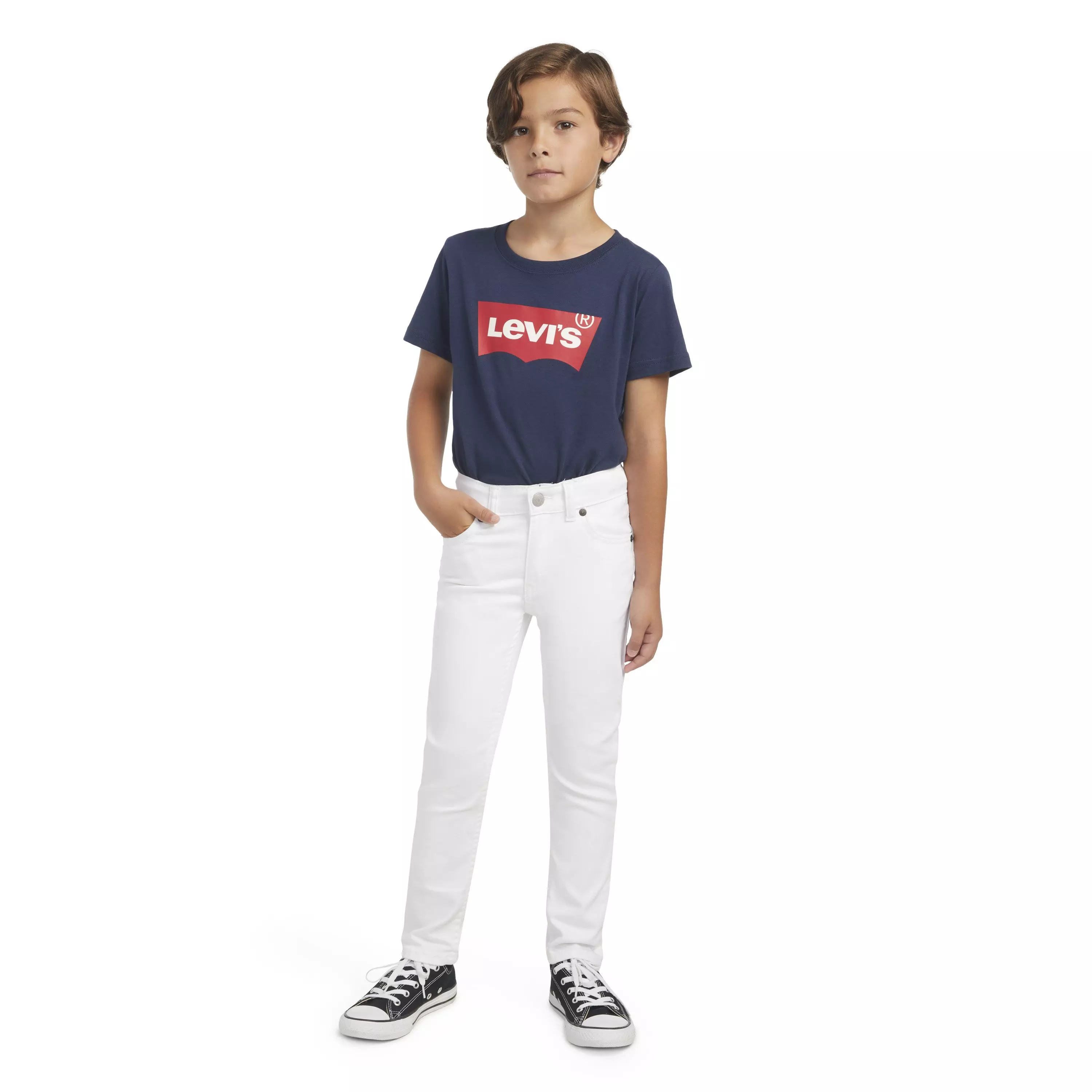 Levi's Little Boys' 510 Eco Performance Skinny Fit White Wash Denim Jeans - WHITE