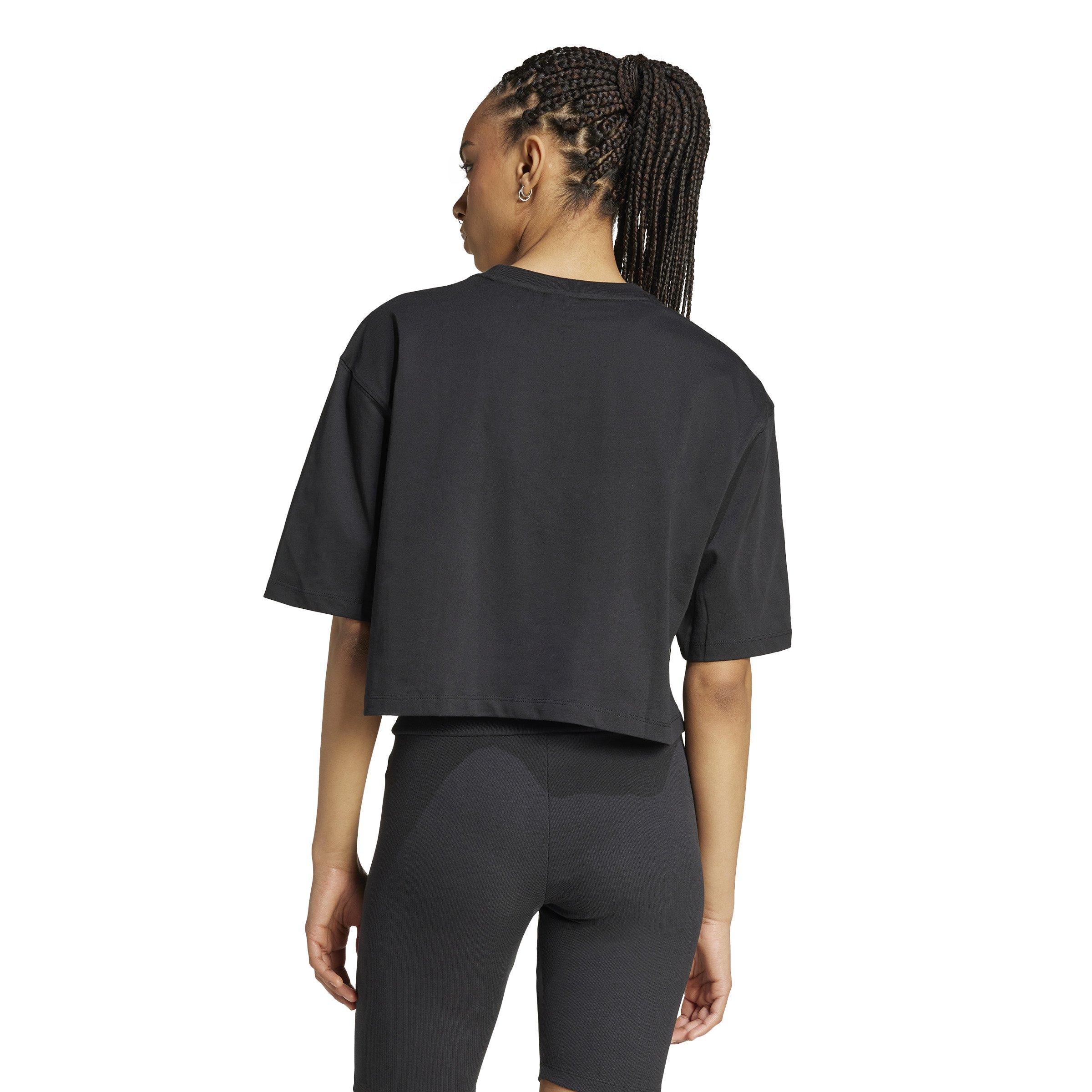 adidas Originals Women's Essentials Crop T-Shirt -Black - BLACK Thumbnail View 2