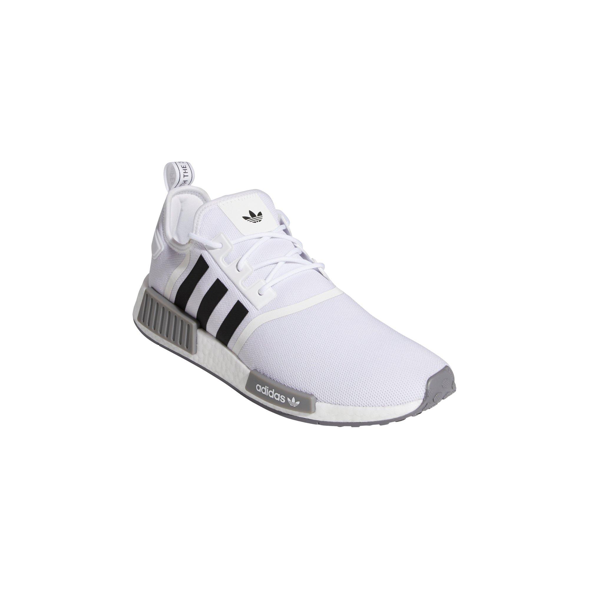 adidas Originals NMD_R1 Primeblue "Ftwr White/Core Black/Grey Three" Grade School Boys' Shoe - WHITE/BLACK/GREY Thumbnail View 3