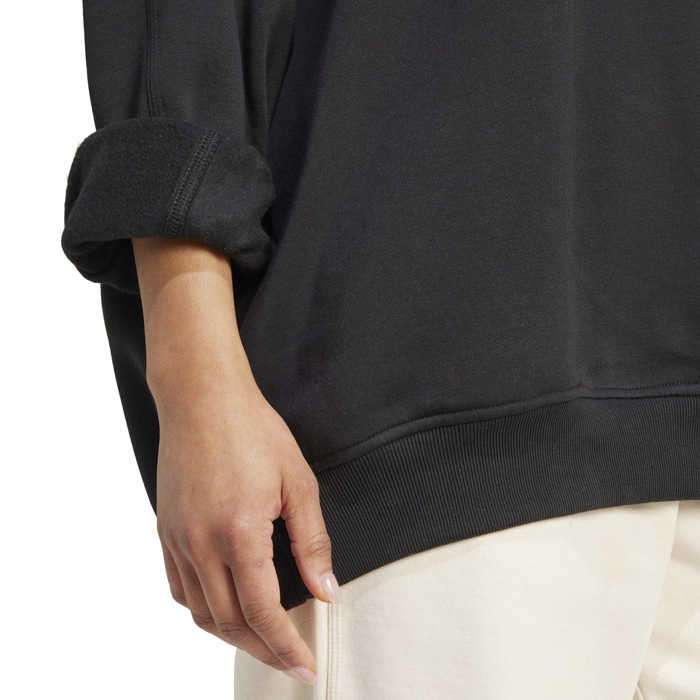 adidas Originals Women's Essentials Fleece Long Oversized Crew Sweatshirt - Black - BLACK Thumbnail View 6