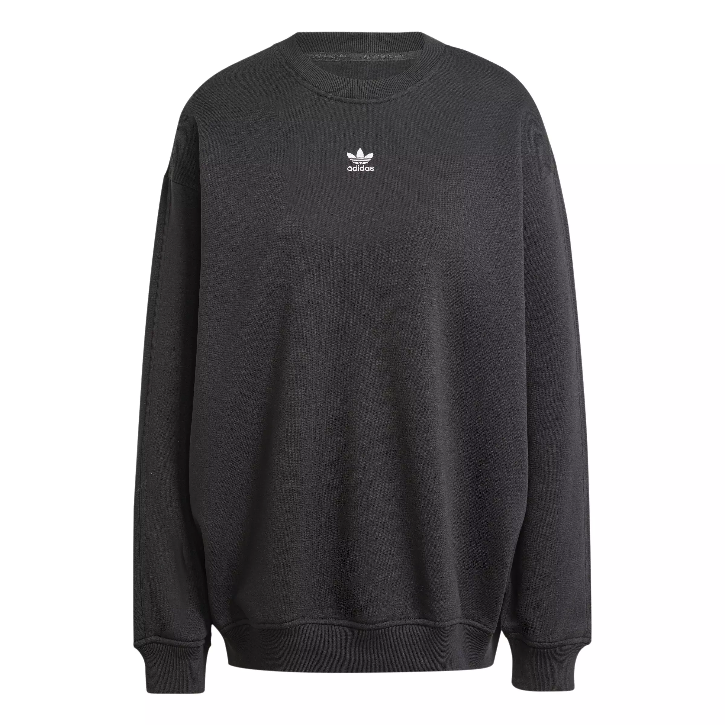 adidas Originals Women's Essentials Fleece Long Oversized Crew Sweatshirt -Black - BLACK