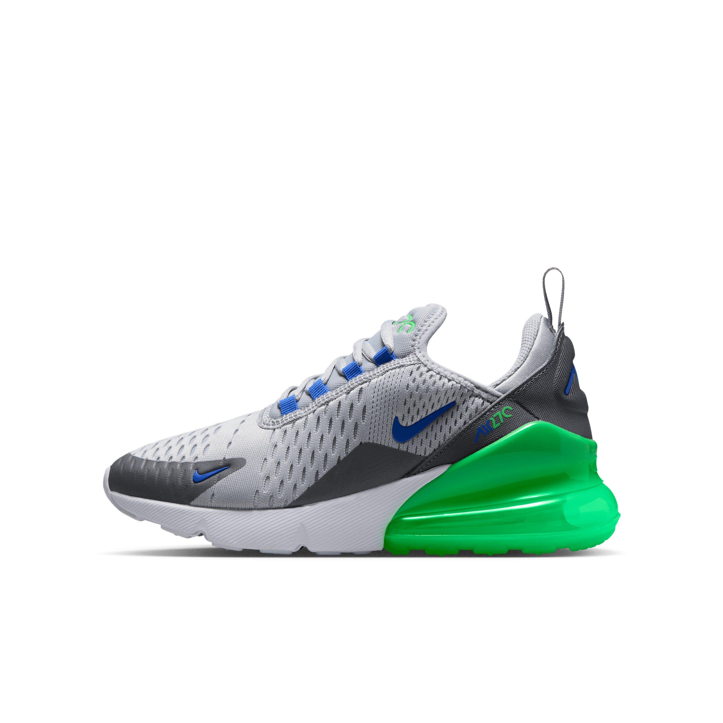 Nike Air Max 270 "Wolf Grey/Smoke Grey/Green Spark/Racer Blue" Grade School Boys' Shoe - GREY/GREY/GREEN/BLUE