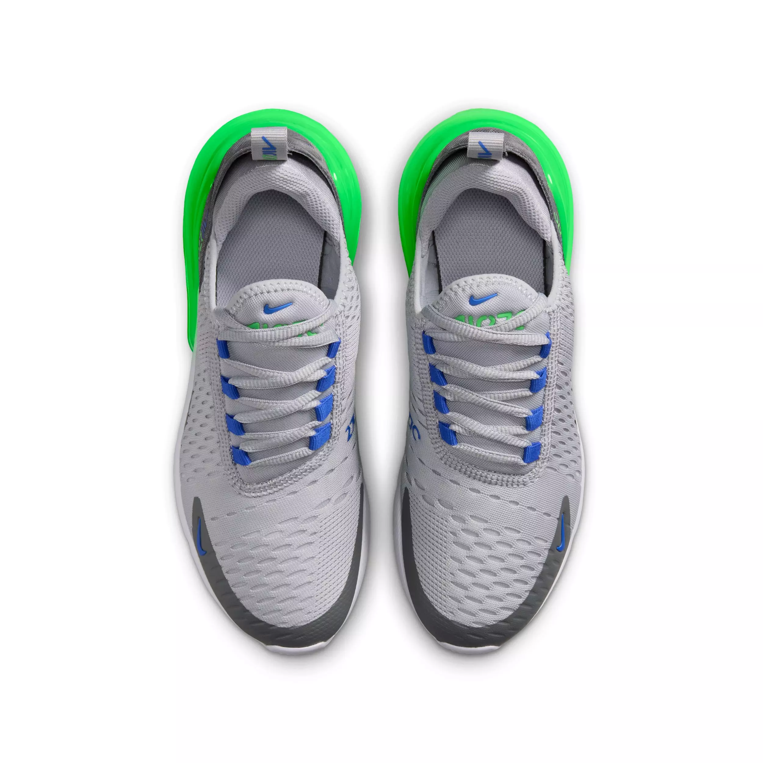Nike Air Max 270 "Wolf Grey/Smoke Grey/Green Spark/Racer Blue" Grade School Boys' Shoe - GREY/GREY/GREEN/BLUE