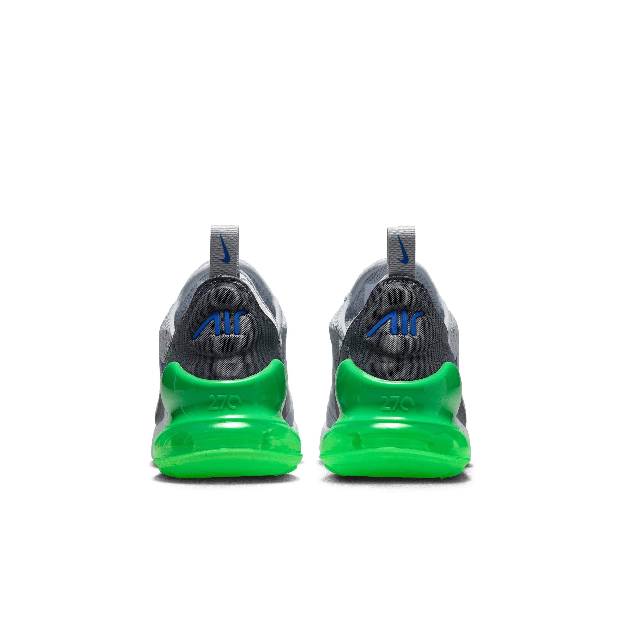 Nike Air Max 270 "Wolf Grey/Smoke Grey/Green Spark/Racer Blue" Grade School Boys' Shoe - GREY/GREY/GREEN/BLUE