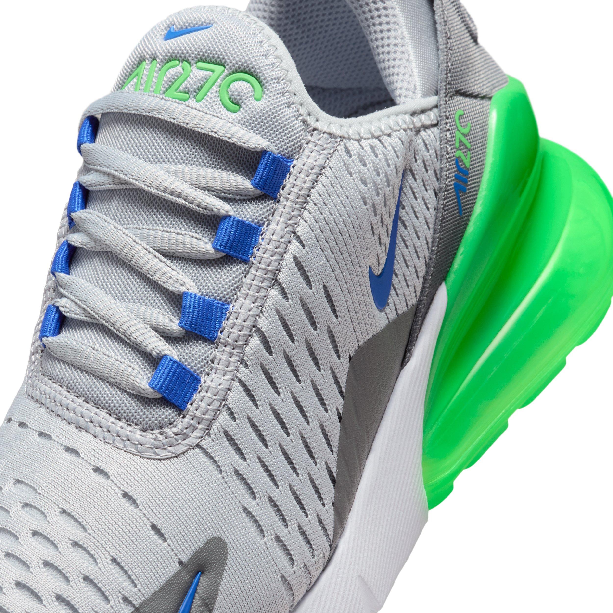 Nike Air Max 270 "Wolf Grey/Smoke Grey/Green Spark/Racer Blue" Grade School Boys' Shoe - GREY/GREY/GREEN/BLUE