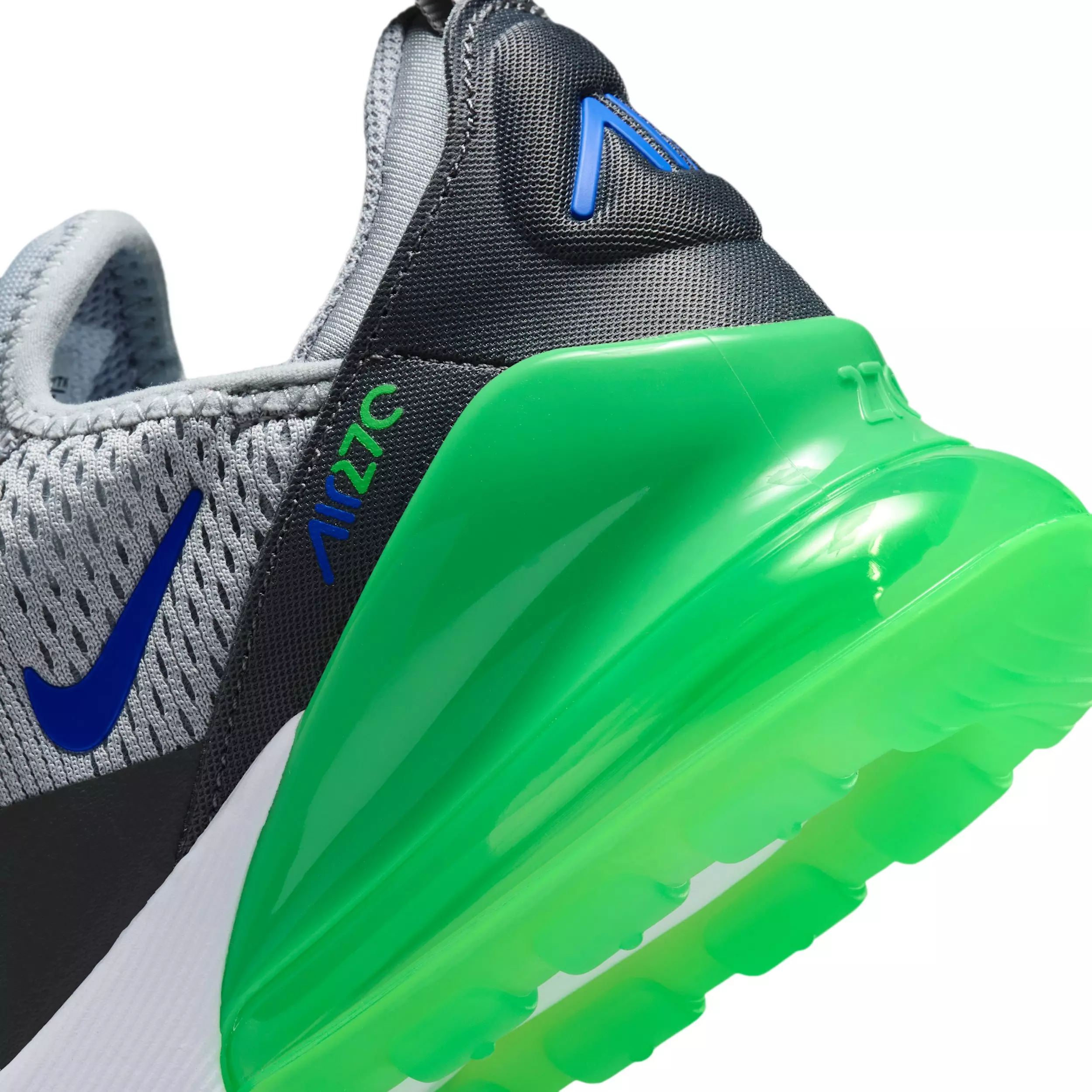 Nike Air Max 270 "Wolf Grey/Smoke Grey/Green Spark/Racer Blue" Grade School Boys' Shoe - GREY/GREY/GREEN/BLUE
