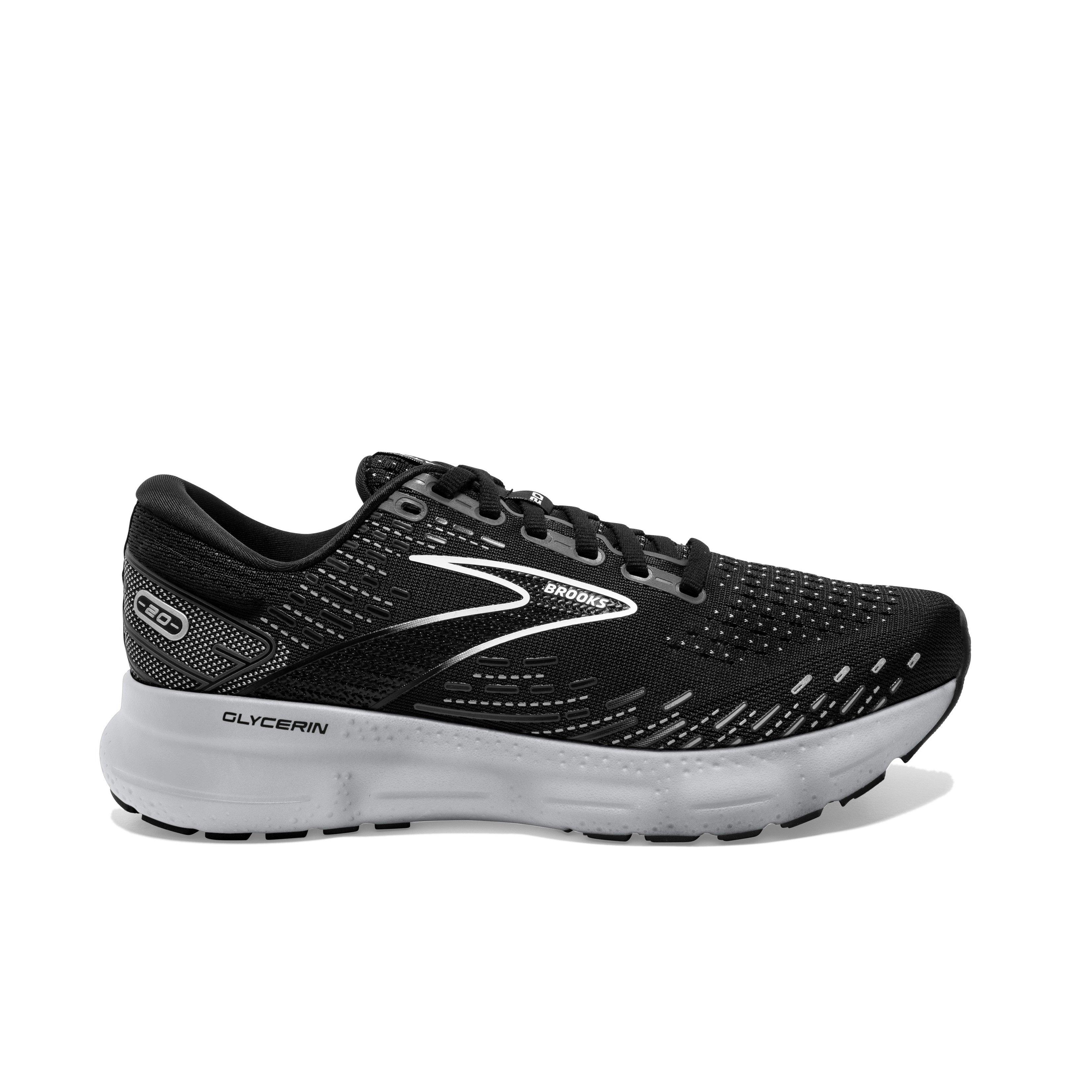 Brooks Glycerin 20 "Black/White" Women's Wide Running Shoe - BLACK/WHITE Thumbnail View 1