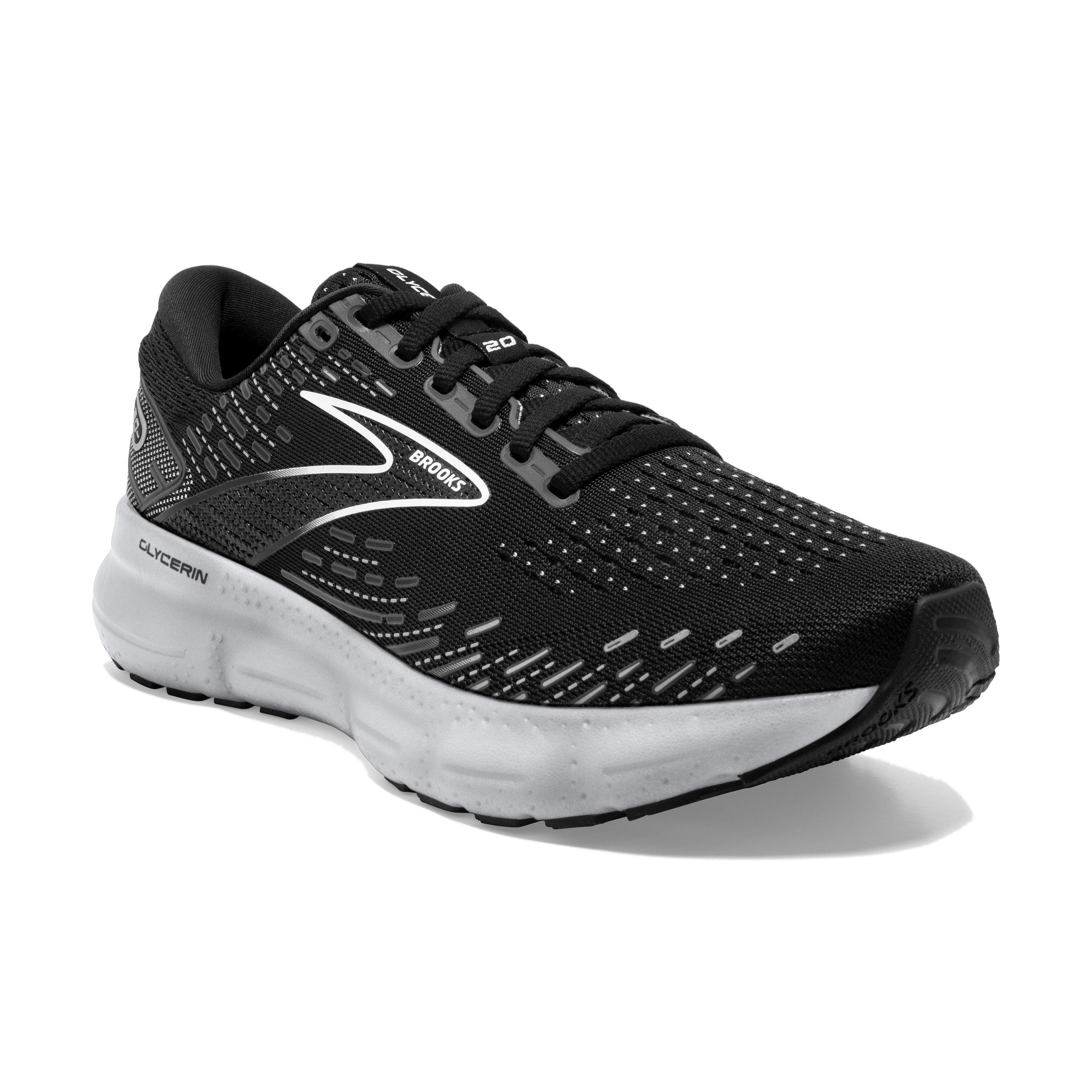 Brooks Glycerin 20 "Black/White" Women's Wide Running Shoe - BLACK/WHITE Thumbnail View 3