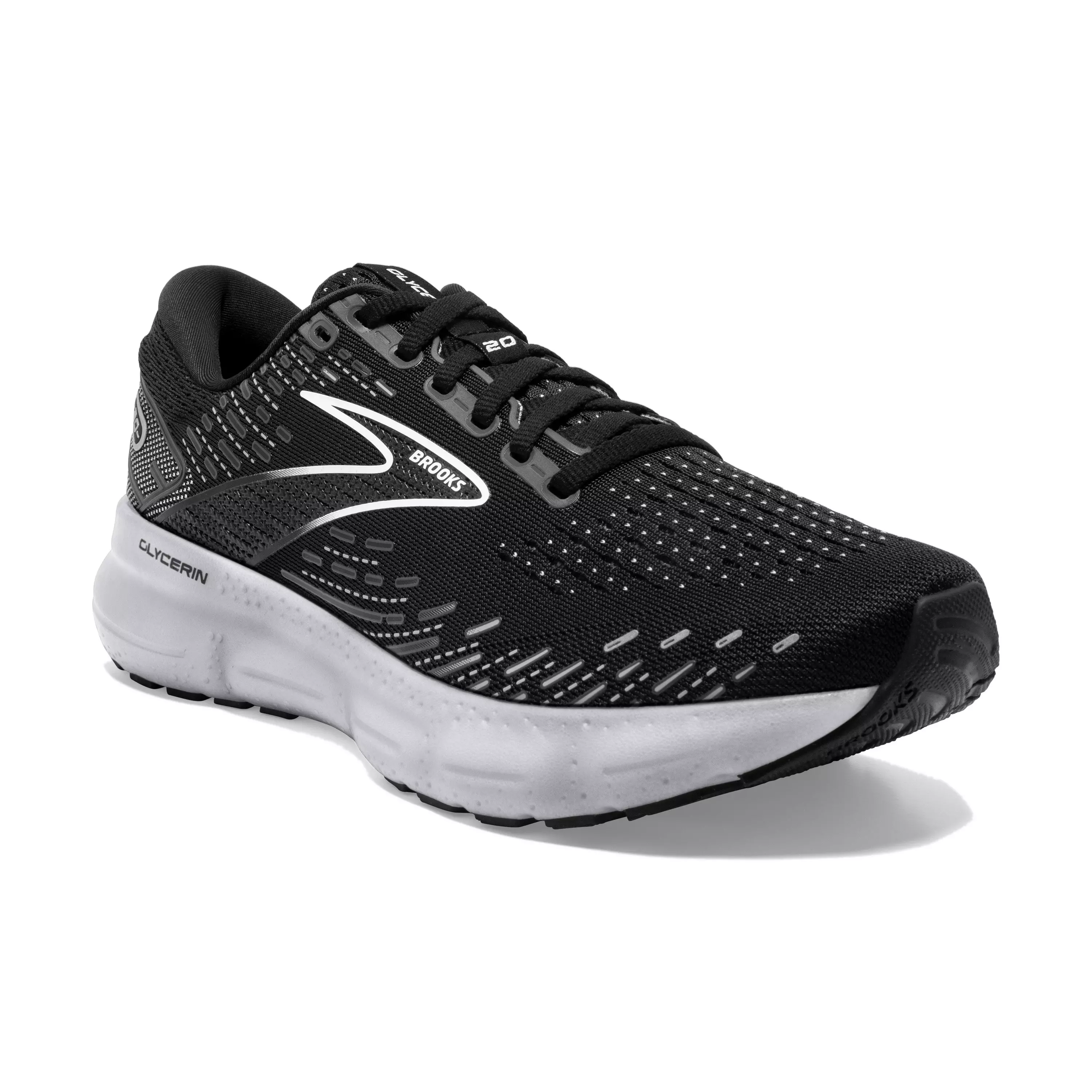 Brooks Glycerin 20 "Black/White" Women's Wide Running Shoe - BLACK/WHITE
