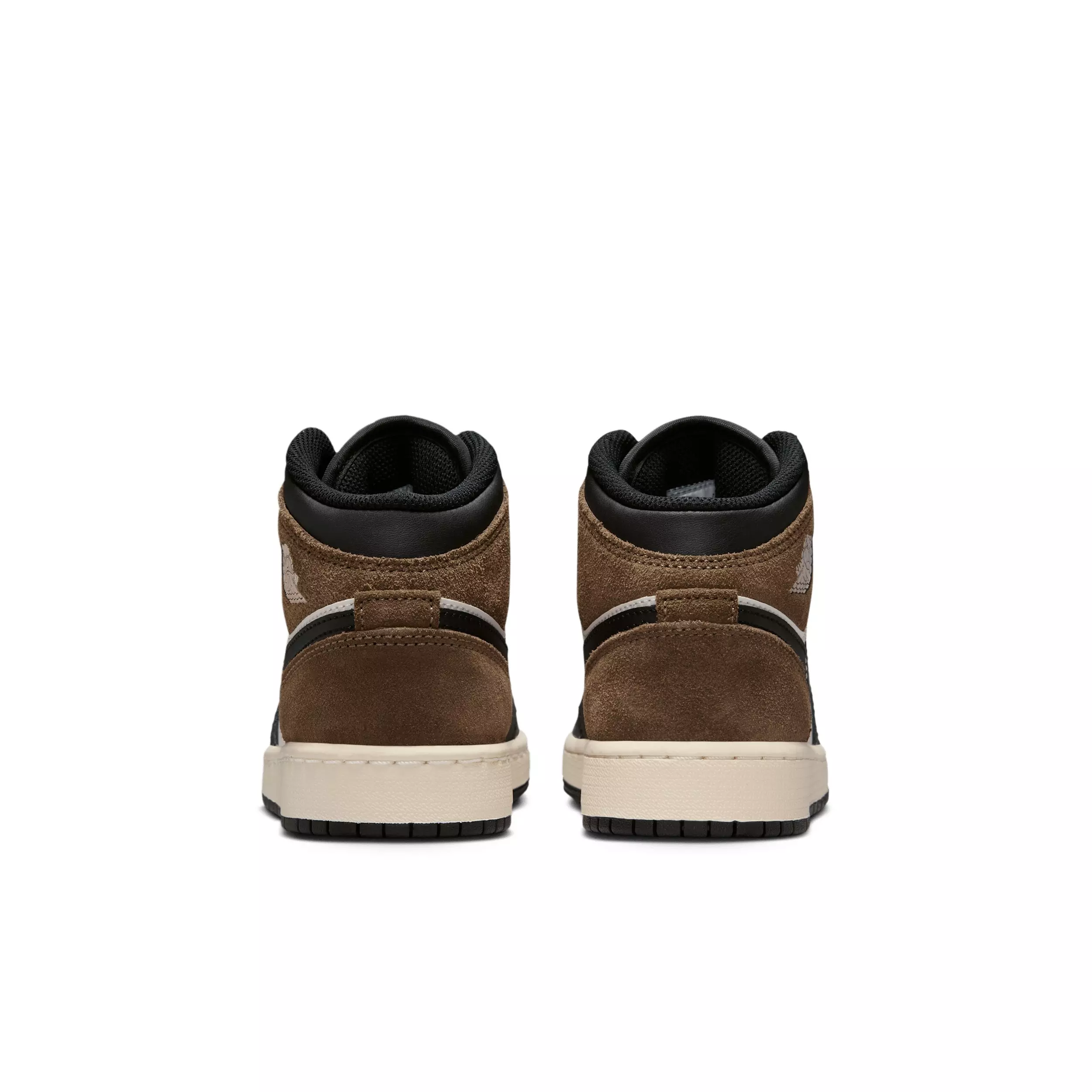 Jordan 1 Mid "Black/Palomino/University Red/Phantom" Grade School Boys' Shoe - BLACK/PALOMINO/RED/PHANTOM