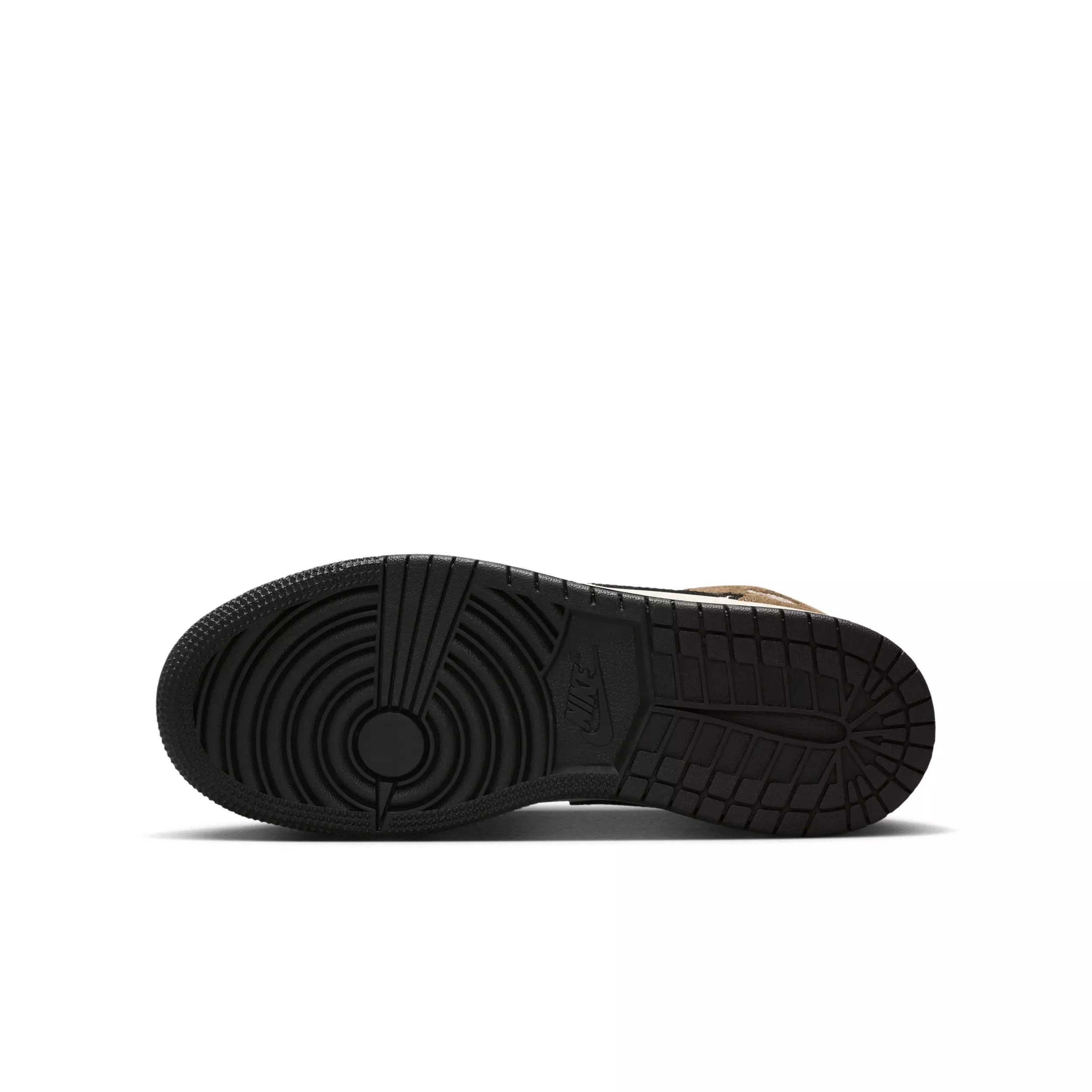Jordan 1 Mid "Black/Palomino/University Red/Phantom" Grade School Boys' Shoe - BLACK/PALOMINO/RED/PHANTOM