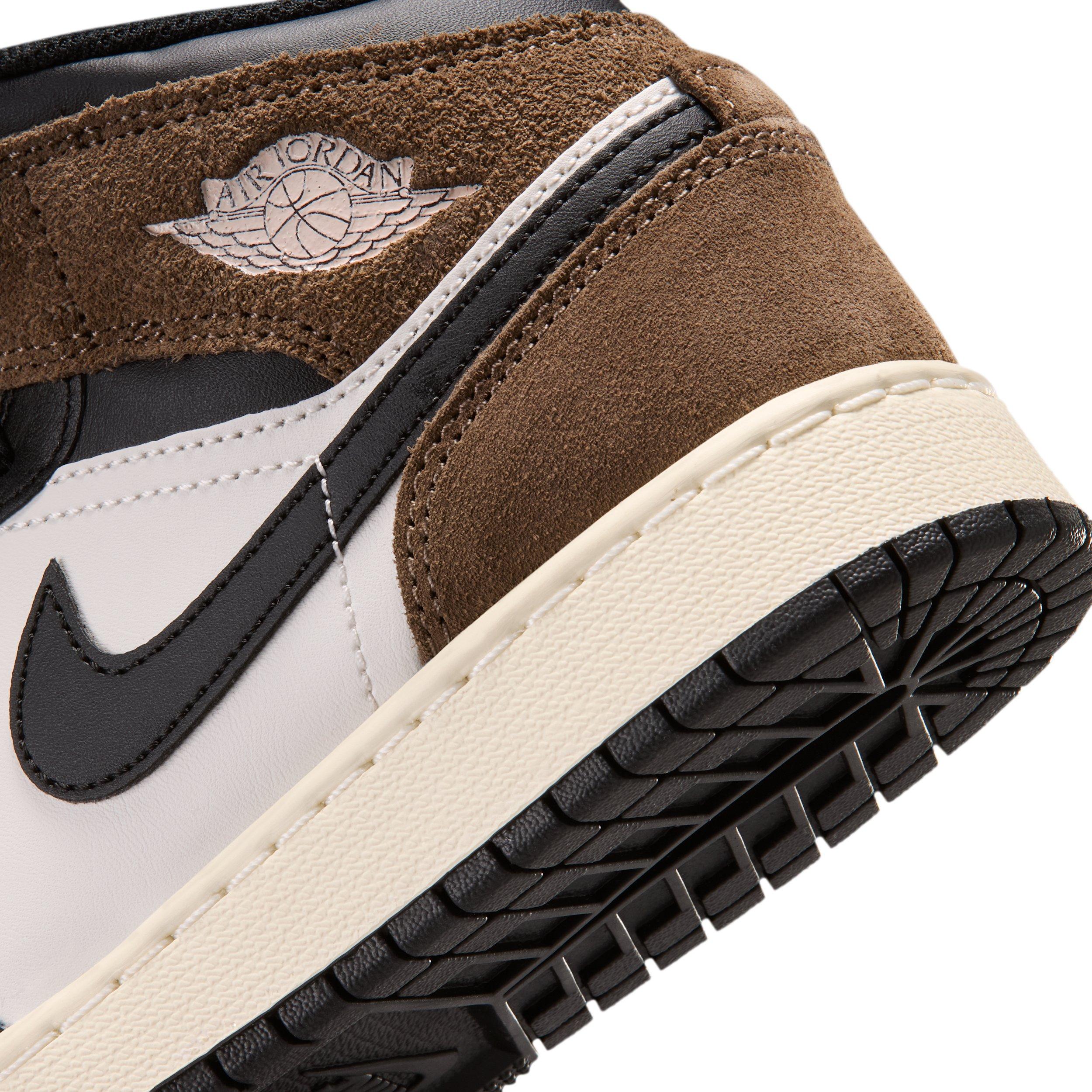 Jordan 1 Mid "Black/Palomino/University Red/Phantom" Grade School Boys' Shoe - BLACK/PALOMINO/RED/PHANTOM