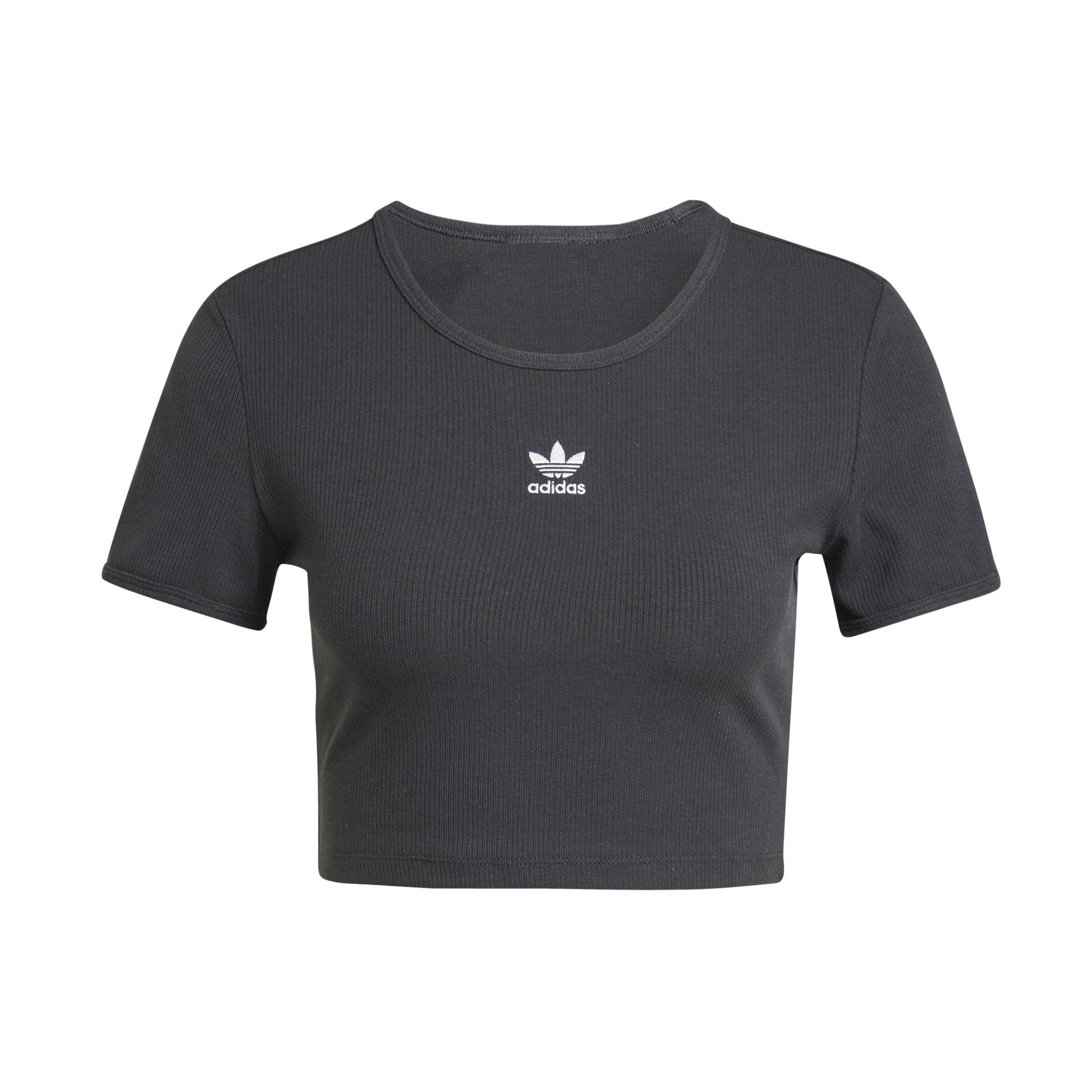 adidas Originals Women's Essentials Ribbed T-Shirt -Black - BLACK Thumbnail View 6