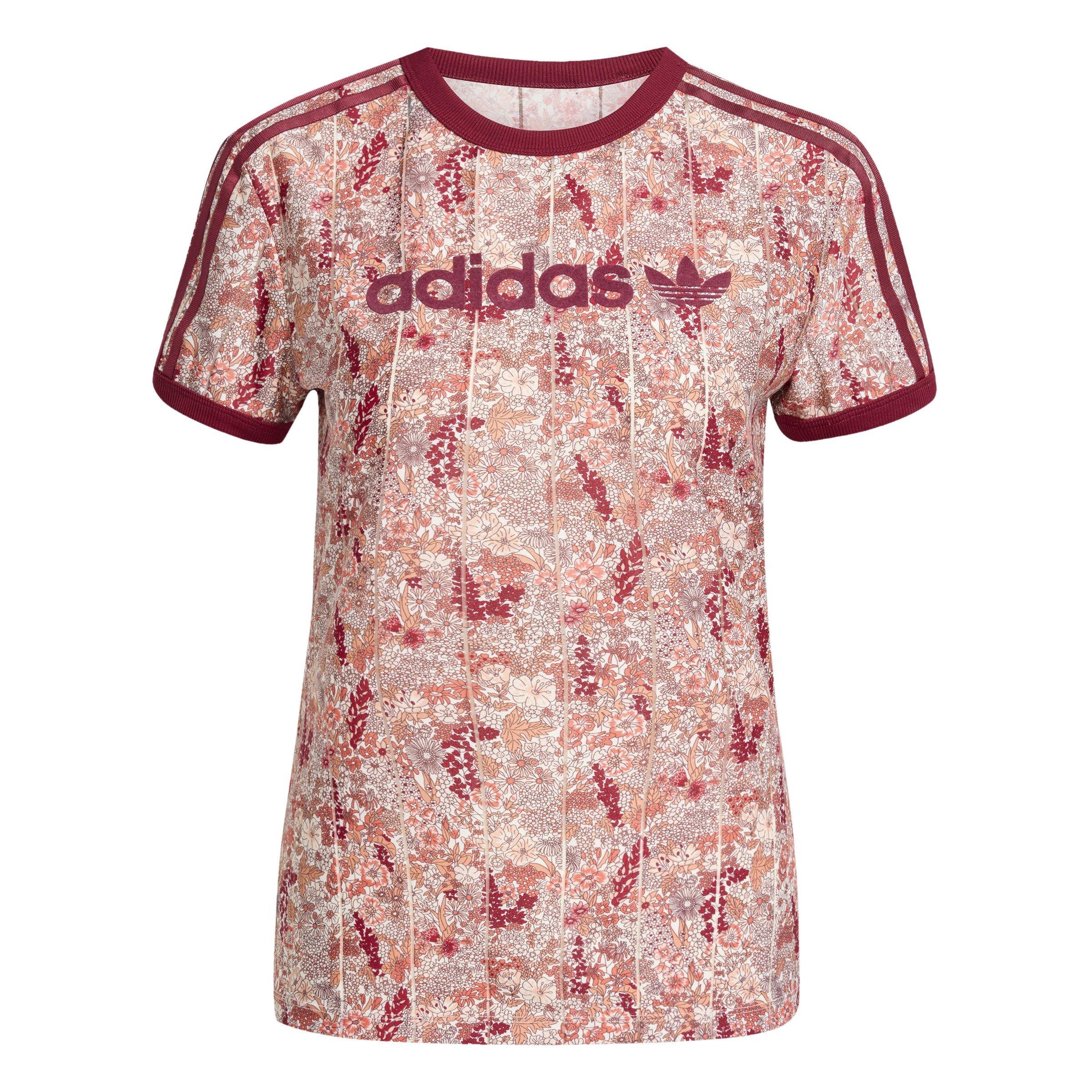 adidas Originals x Liberty​ London Women's Tonal Cali Tee -Burgundy/Multi - BURGUNDY/MULTI Thumbnail View 6