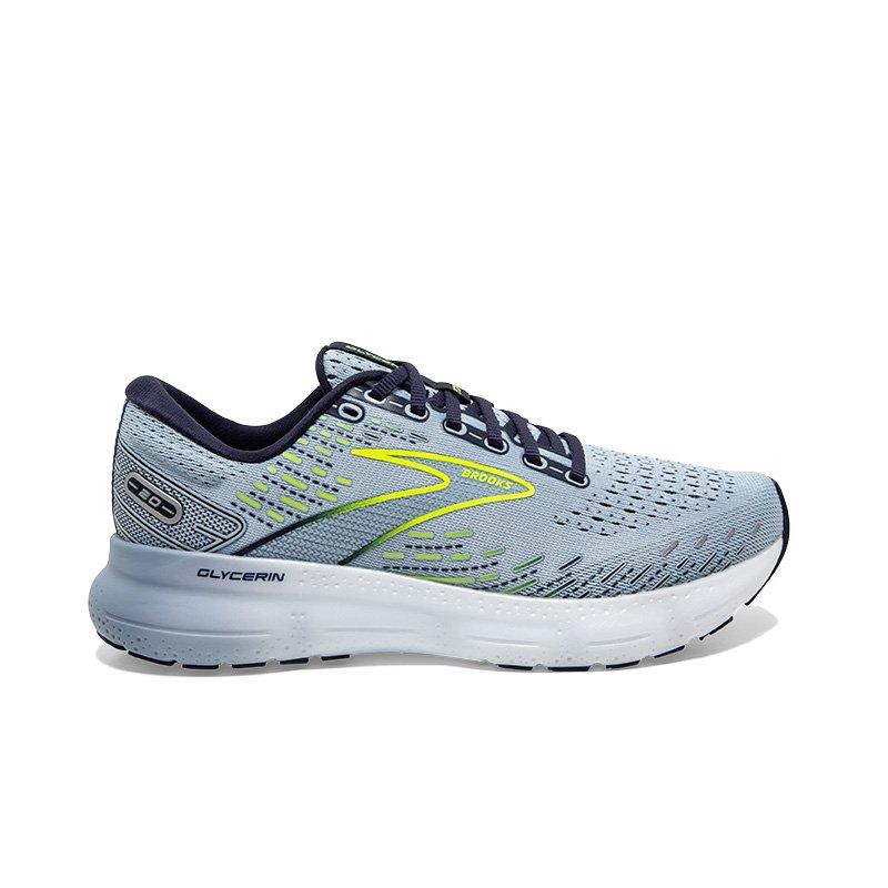 Brooks Glycerin 20 "Lt Blue/Peacoat/Nightlife" Women's Running Shoe - LT BLUE/NAVY/YELLOW Thumbnail View 1