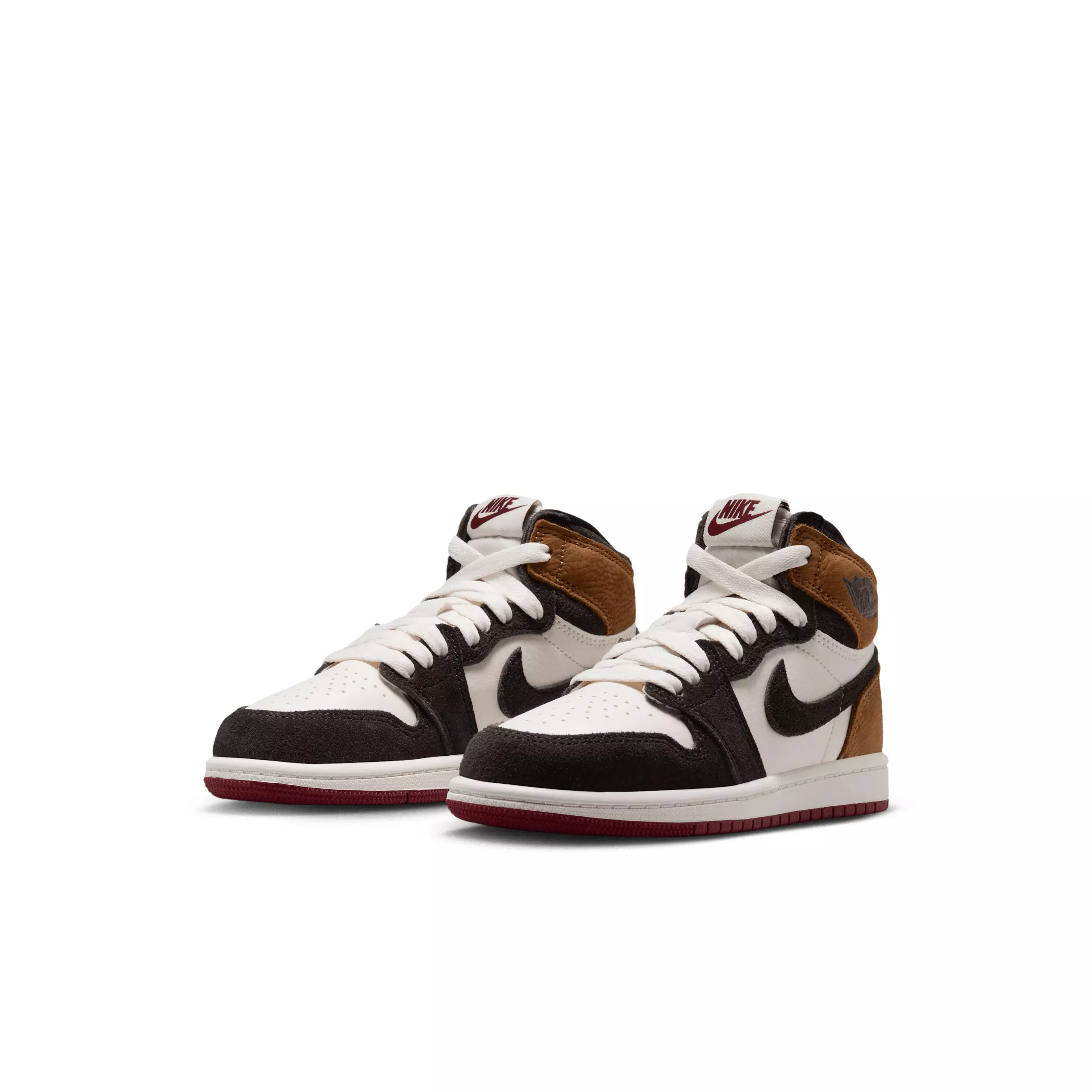 Jordan 1 Retro High OG "Shadow Brown/Light British Tan/Team Red" Preschool Boys' Shoe - BROWN/LT TAN/LT TAN/RED
