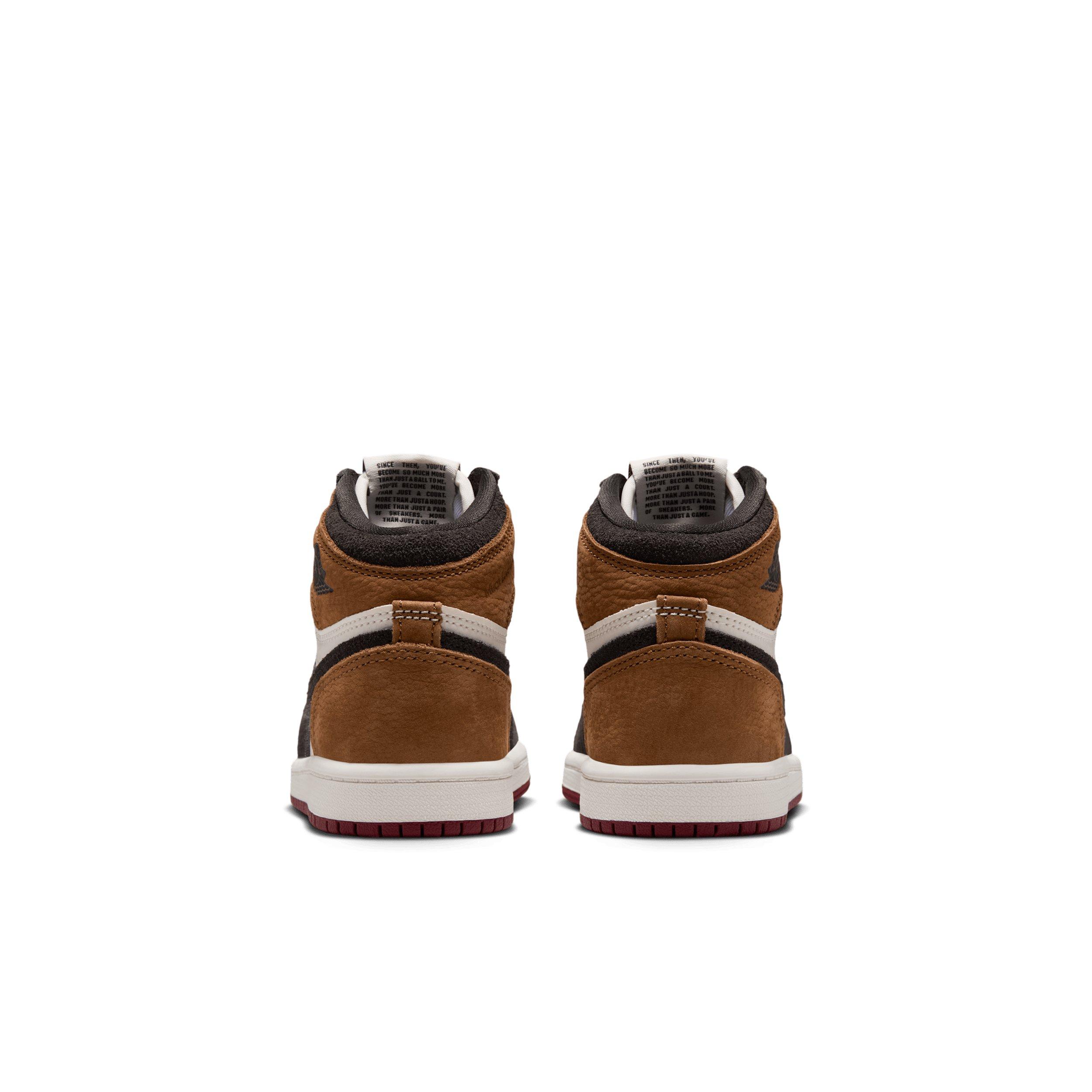Jordan 1 Retro High OG "Shadow Brown/Light British Tan/Team Red" Preschool Boys' Shoe - BROWN/LT TAN/LT TAN/RED