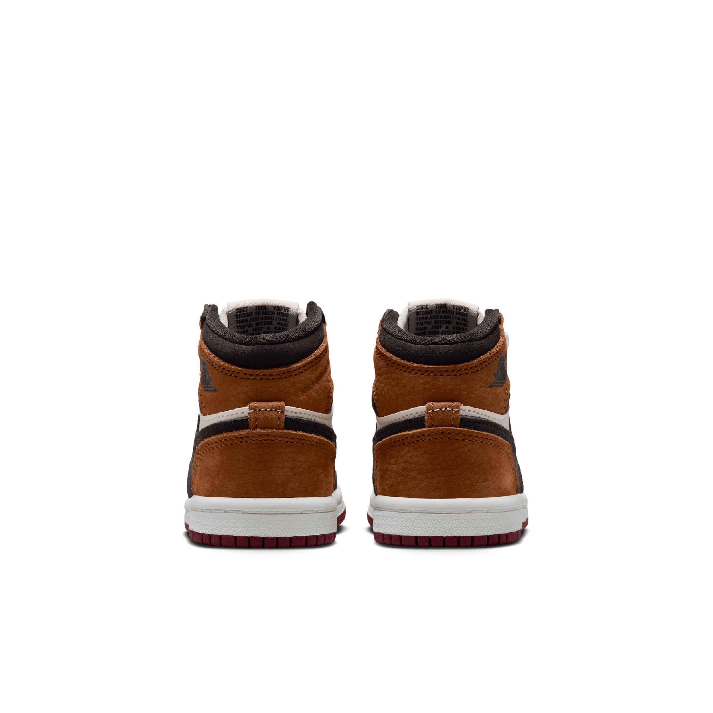 Jordan 1 Retro High OG "Shadow Brown/Light British Tan/Light British Tan/Team Red" Infant Boys' Shoe - BROWN/LT TAN/LT TAN/RED