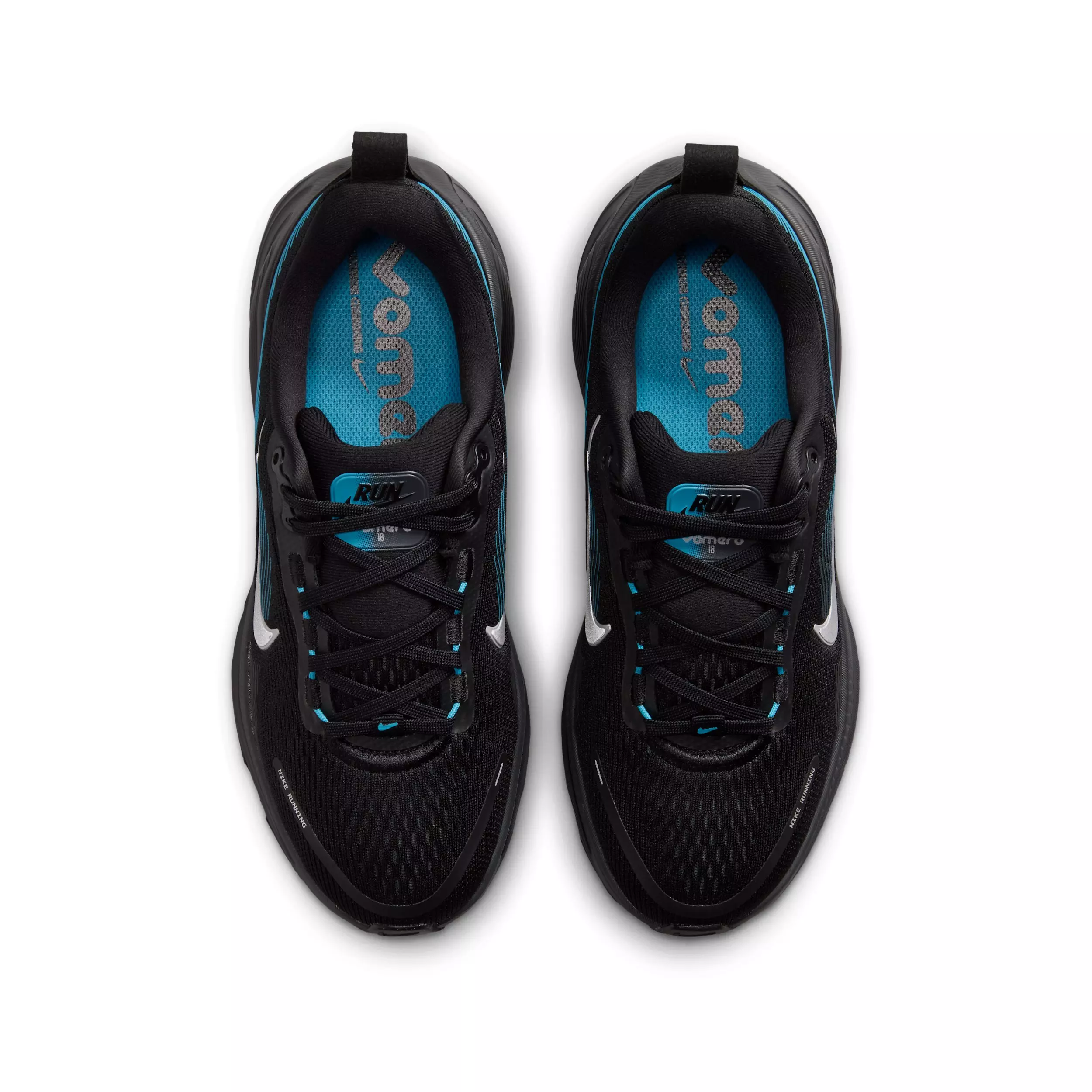 Nike Vomero 18 "Black/Light Current Blue/Anthracite/Silver" Grade School Boys' Running Shoe - BLACK/LT BLUE/ANTHRACITE/SILVER