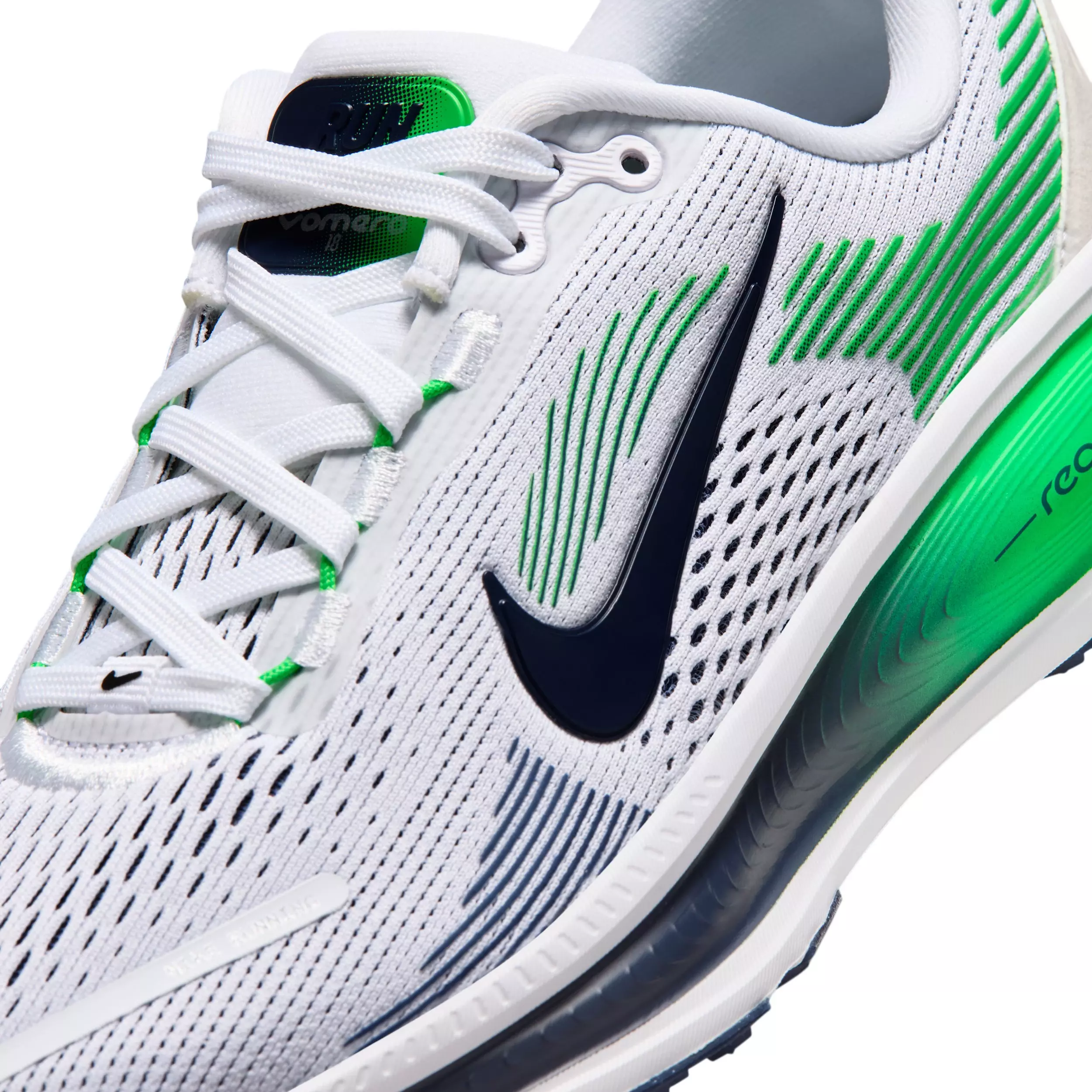 Nike Vomero 18 "White/Green Spark/Midnight Navy" Grade School Boys' Running Shoe - WHITE/GREEN/NAVY