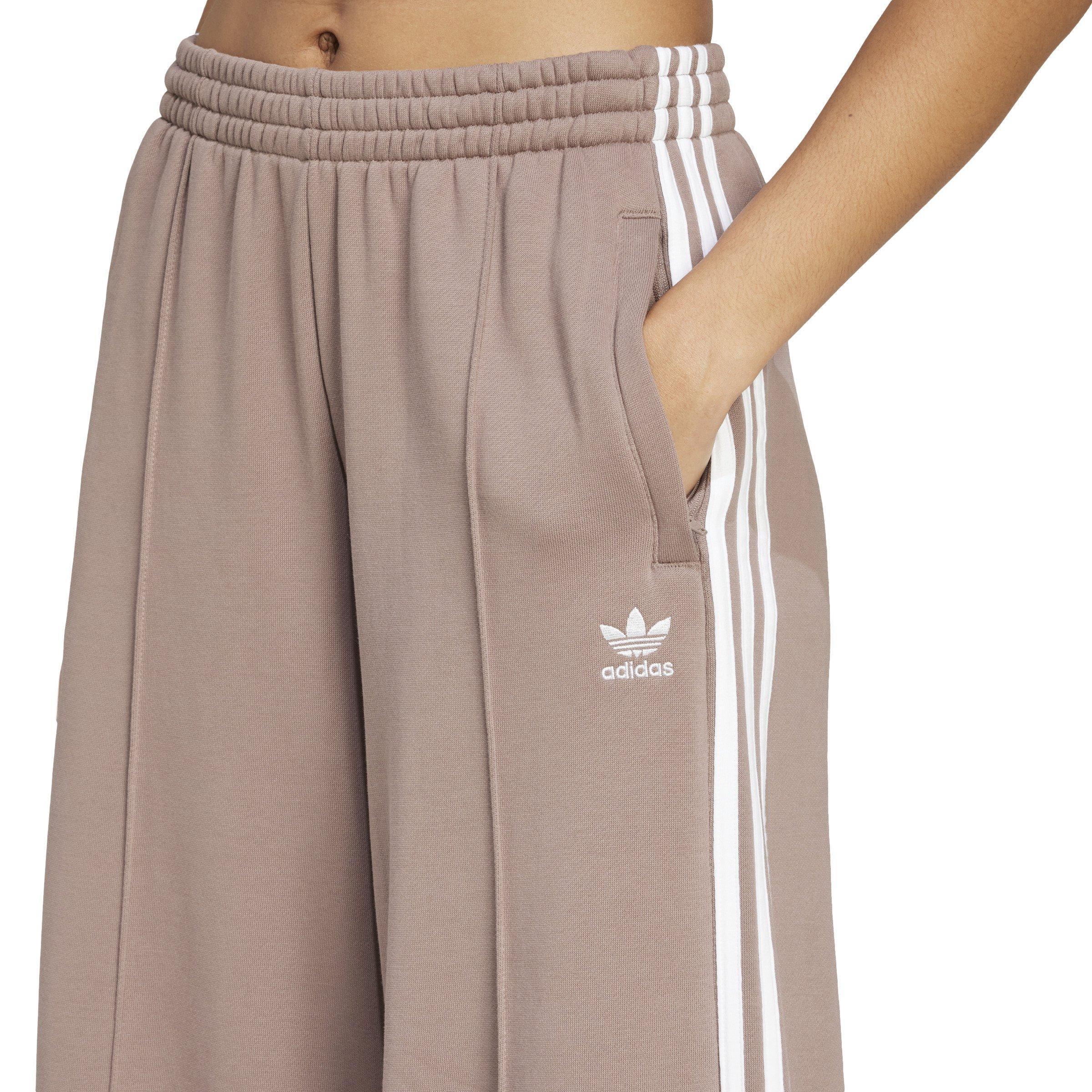 adidas Originals Women's 3-Stripes Loose French Terry Wide Leg Joggers -Brown - BROWN Thumbnail View 3