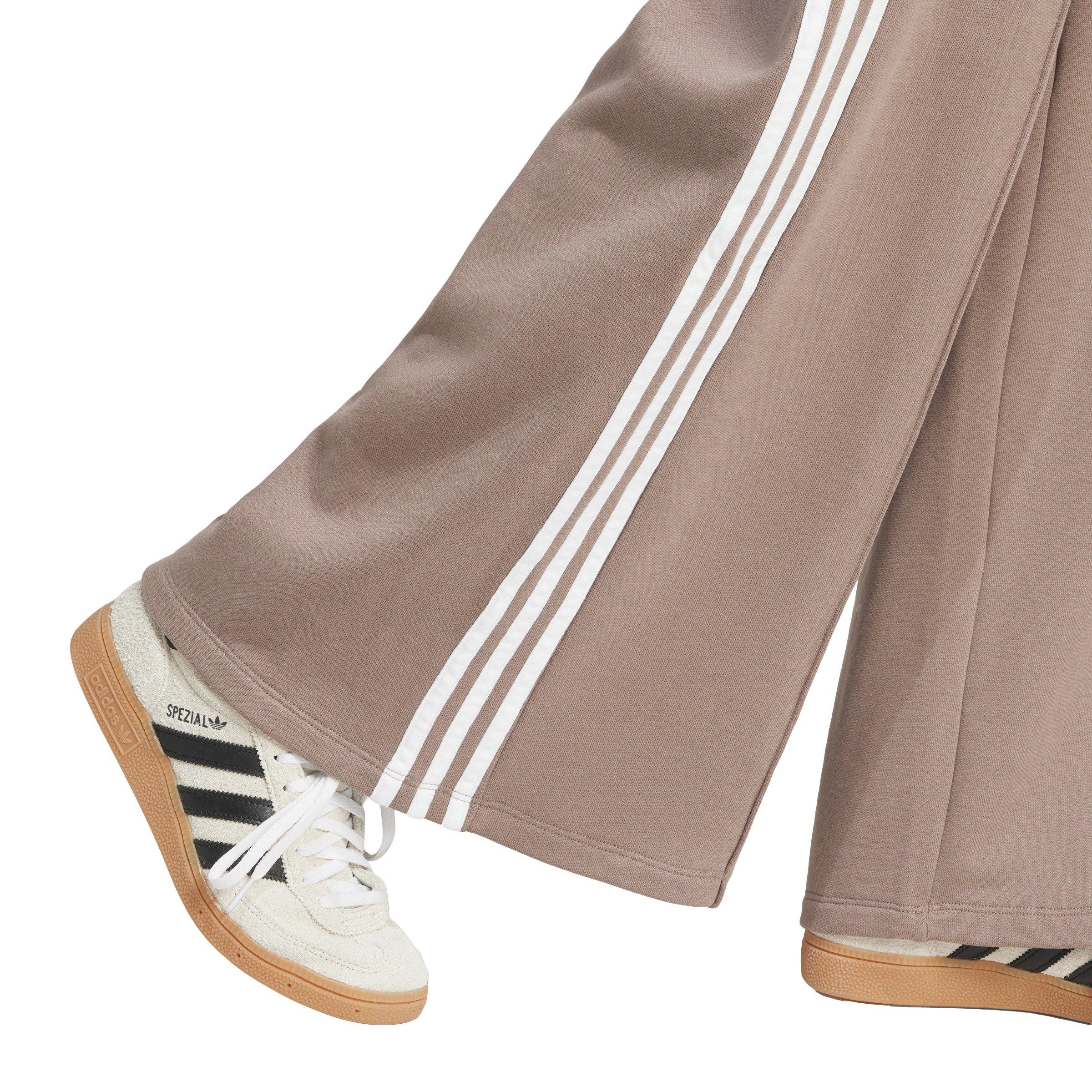 adidas Originals Women's 3-Stripes Loose French Terry Wide Leg Joggers - Brown - BROWN Thumbnail View 4