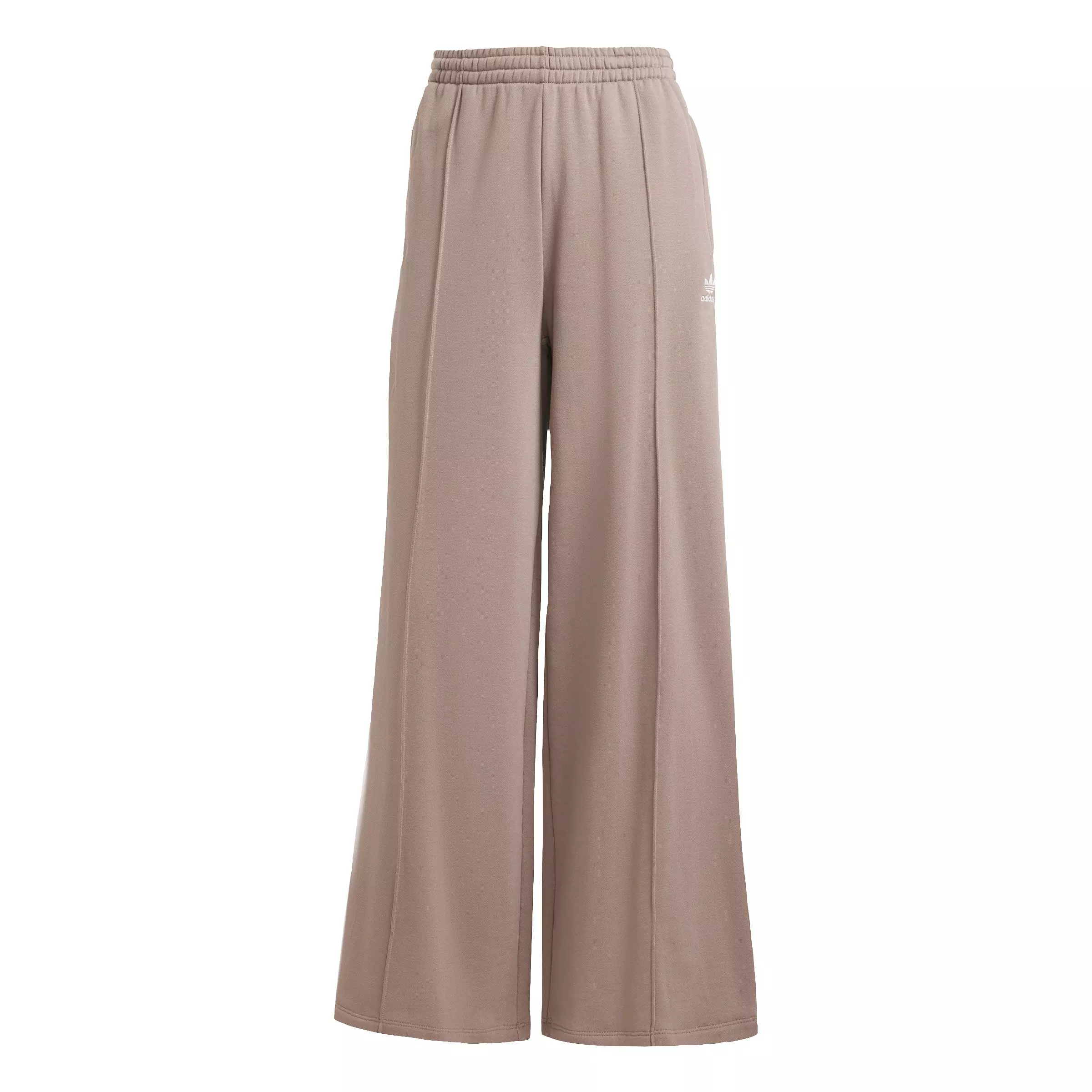 adidas Originals Women's 3-Stripes Loose French Terry Wide Leg Joggers -Brown - BROWN