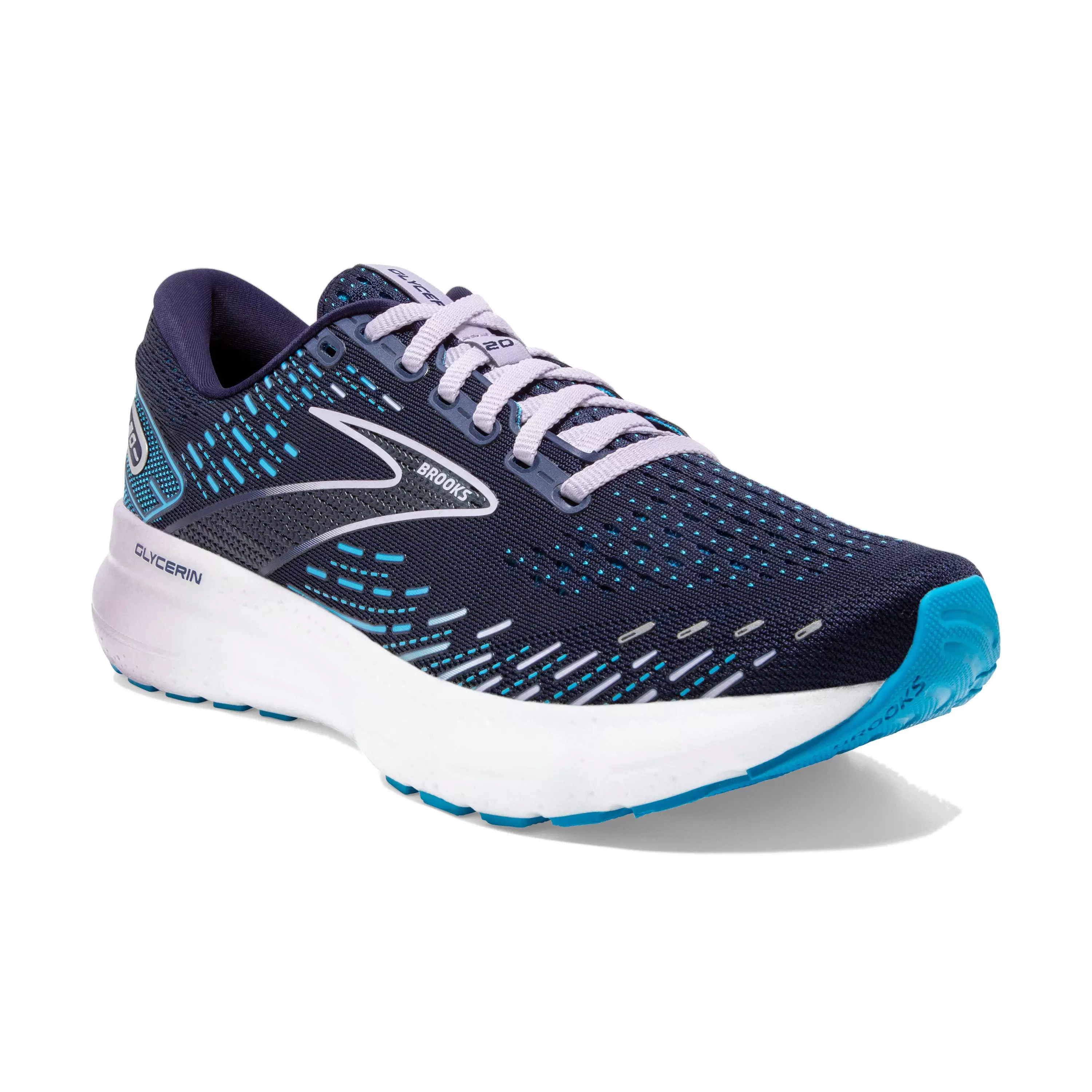 Brooks Glycerin 20 "Navy/Light Purple/Blue" Women's Wide Running Shoe - NAVY/LT PURPLE/BLUE