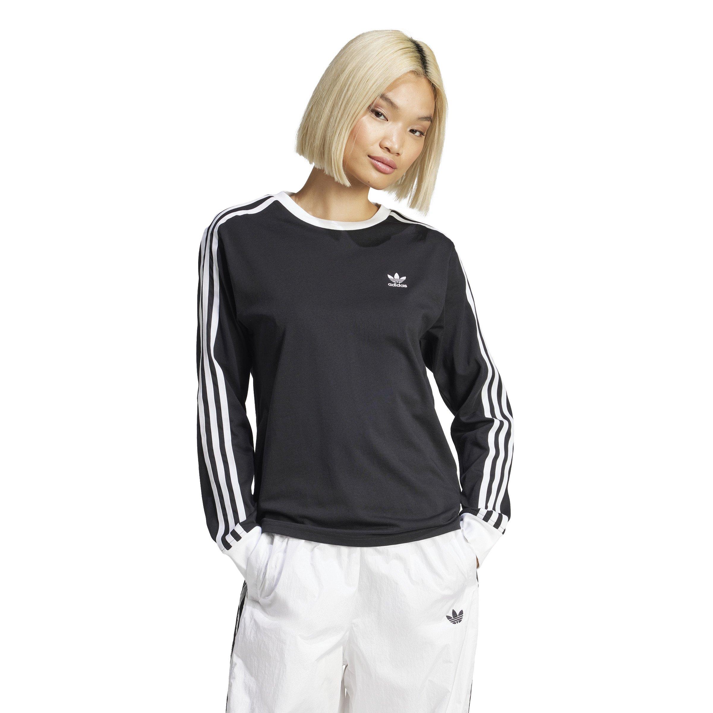 adidas Originals Women's Adicolor 3-Stripes Regular Long-Sleeve T-Shirt -Black - BLACK Thumbnail View 1
