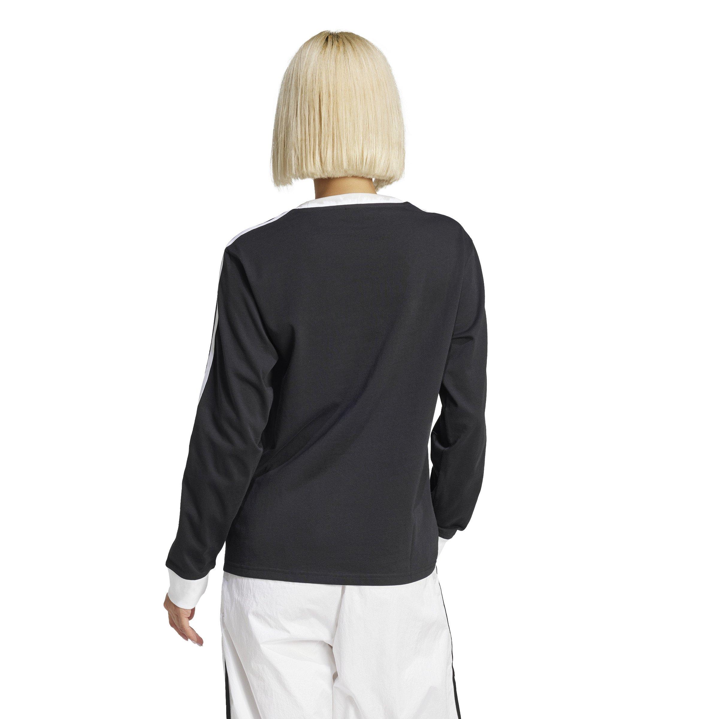 adidas Originals Women's Adicolor 3-Stripes Regular Long-Sleeve T-Shirt -Black - BLACK Thumbnail View 2