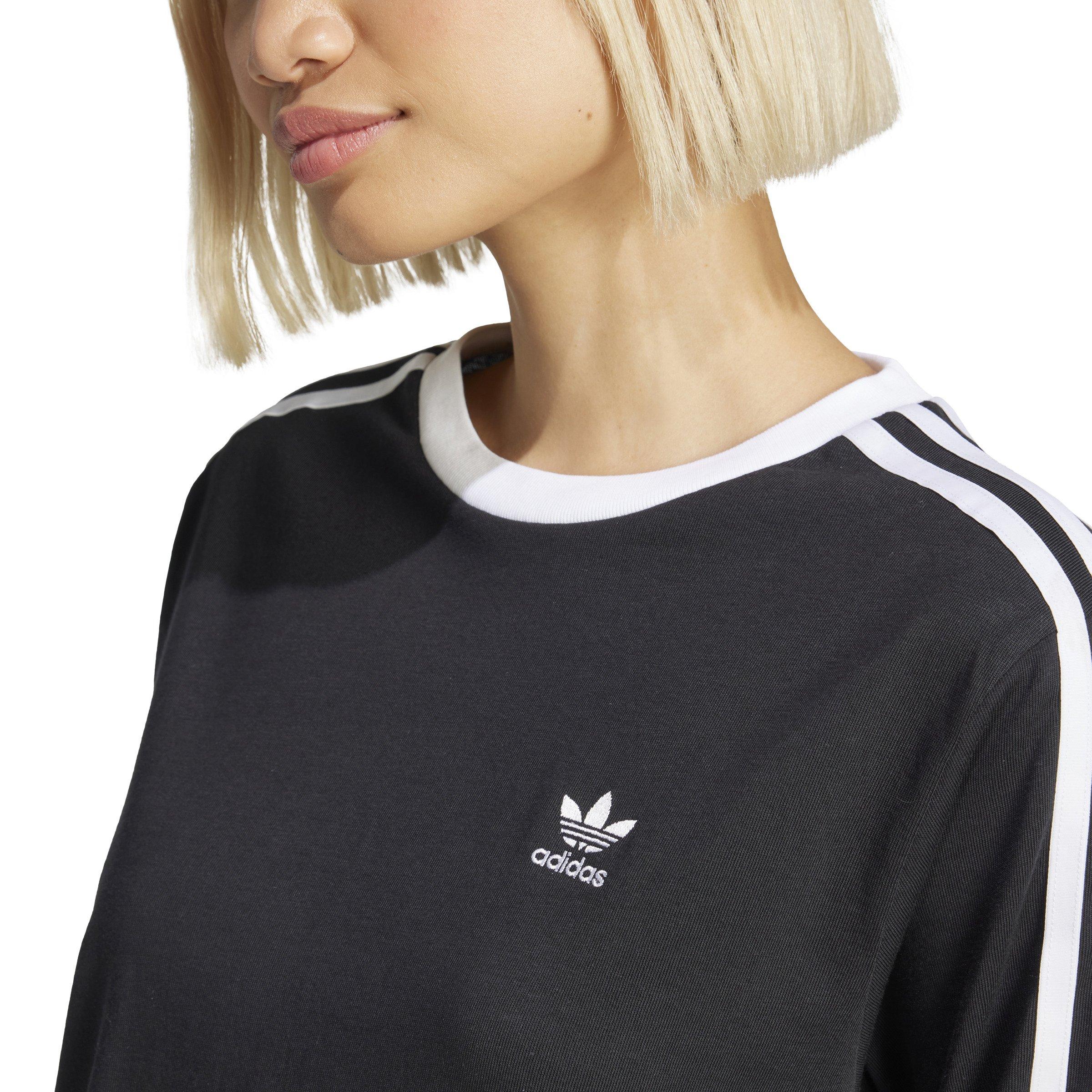 adidas Originals Women's Adicolor 3-Stripes Regular Long-Sleeve T-Shirt -Black - BLACK Thumbnail View 3