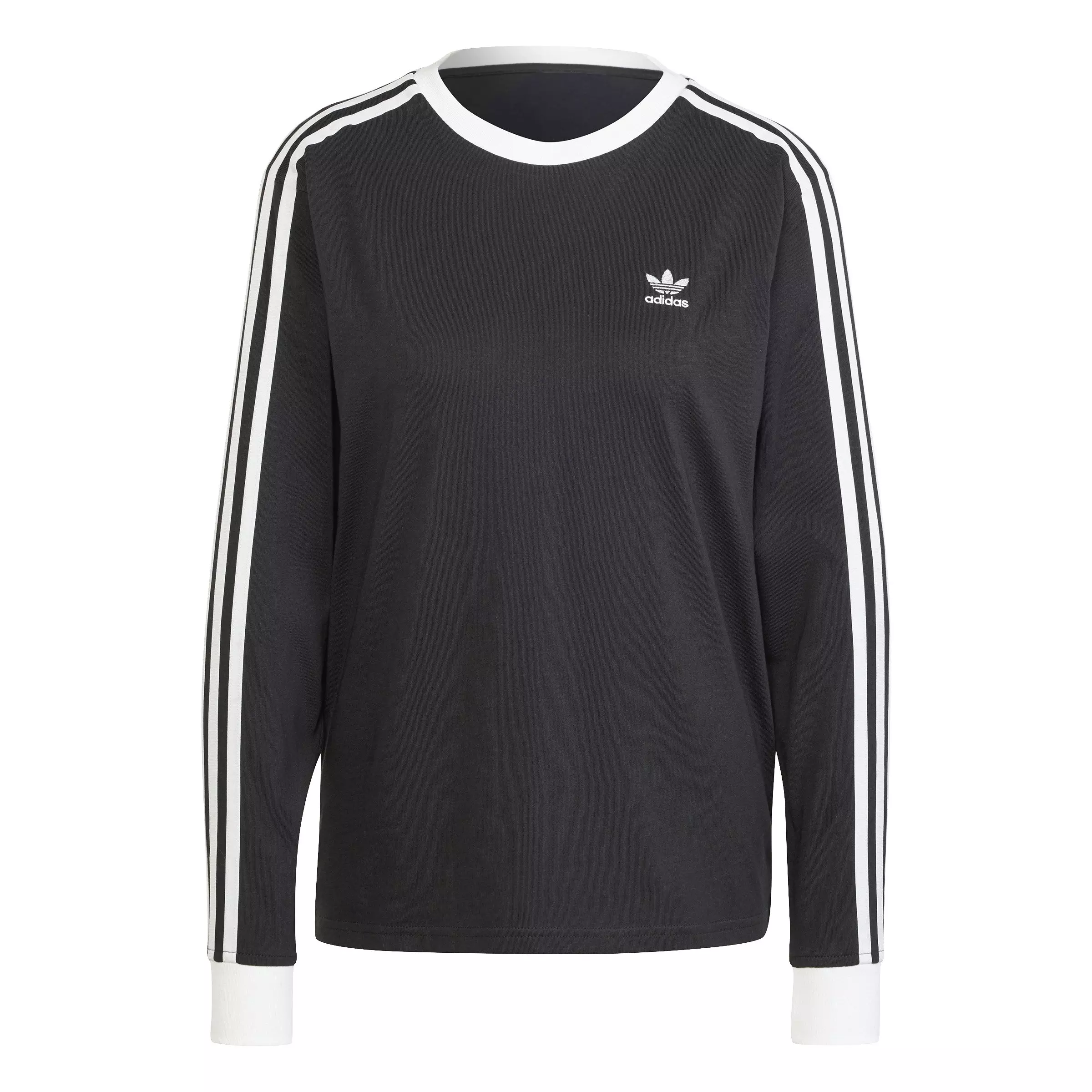 adidas Originals Women's Adicolor 3-Stripes Regular Long-Sleeve T-Shirt -Black - BLACK