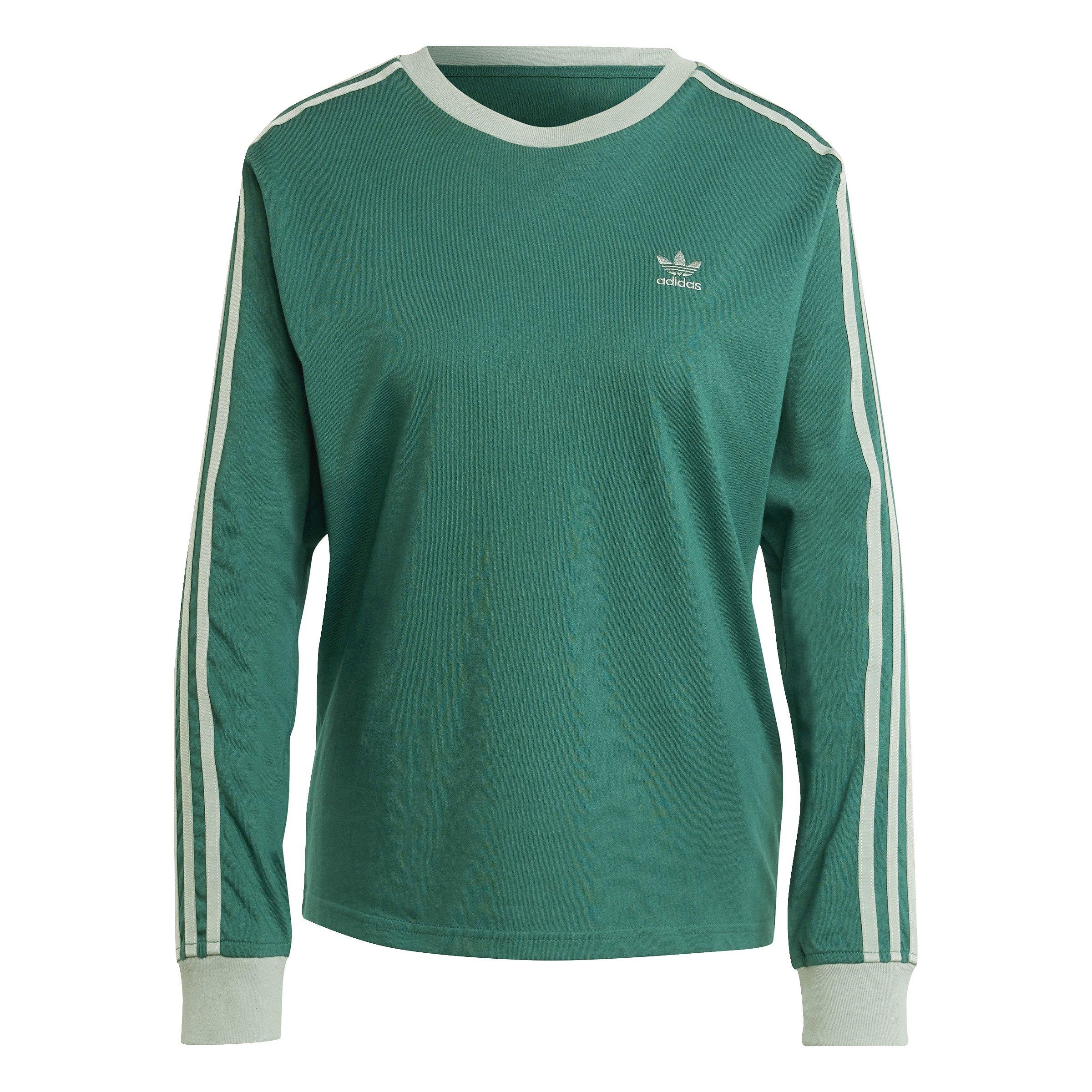 adidas Originals Women's Adicolor 3-Stripes Regular Long-Sleeve T-Shirt -Green - GREEN Thumbnail View 6