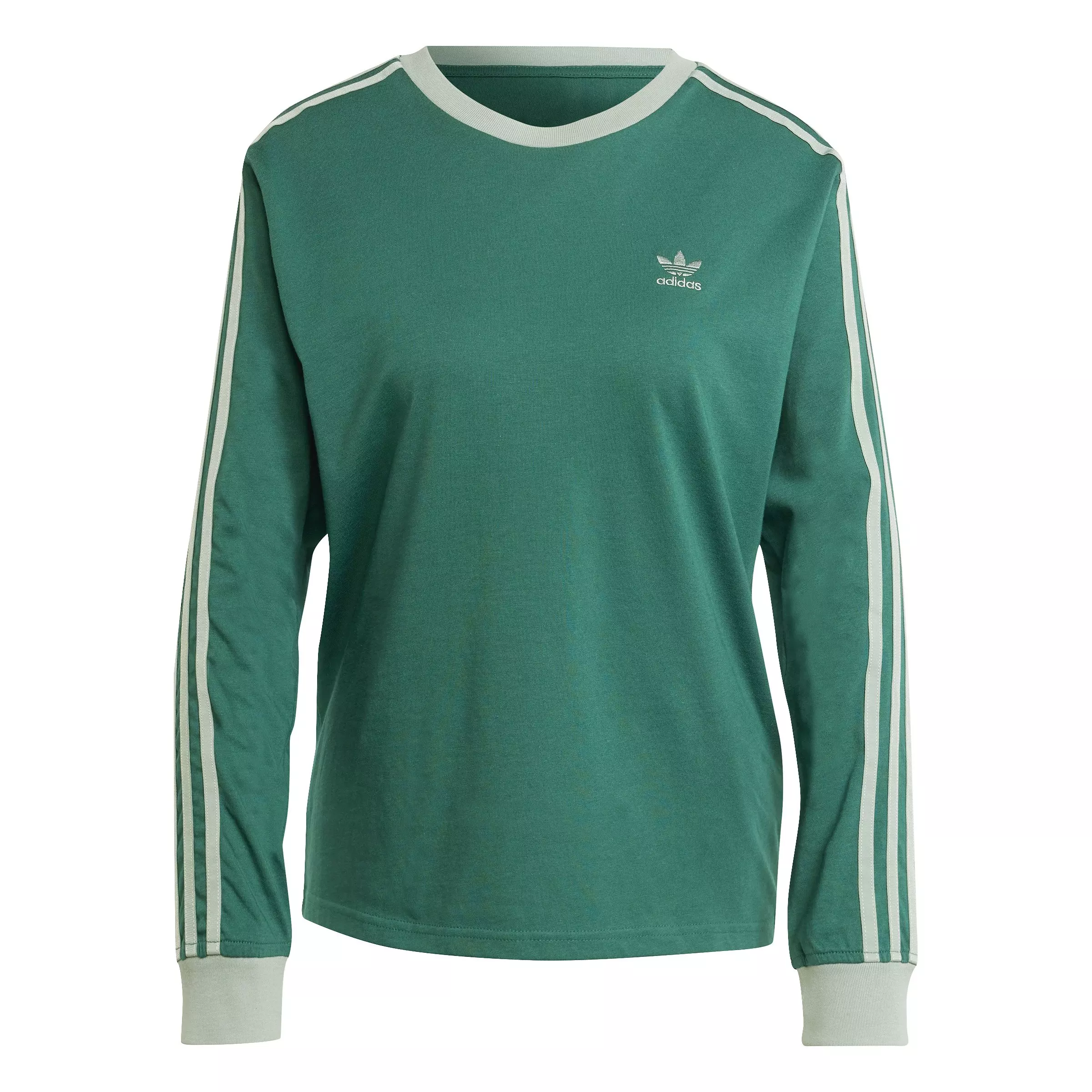 adidas Originals Women's Adicolor 3-Stripes Regular Long-Sleeve T-Shirt -Green - GREEN