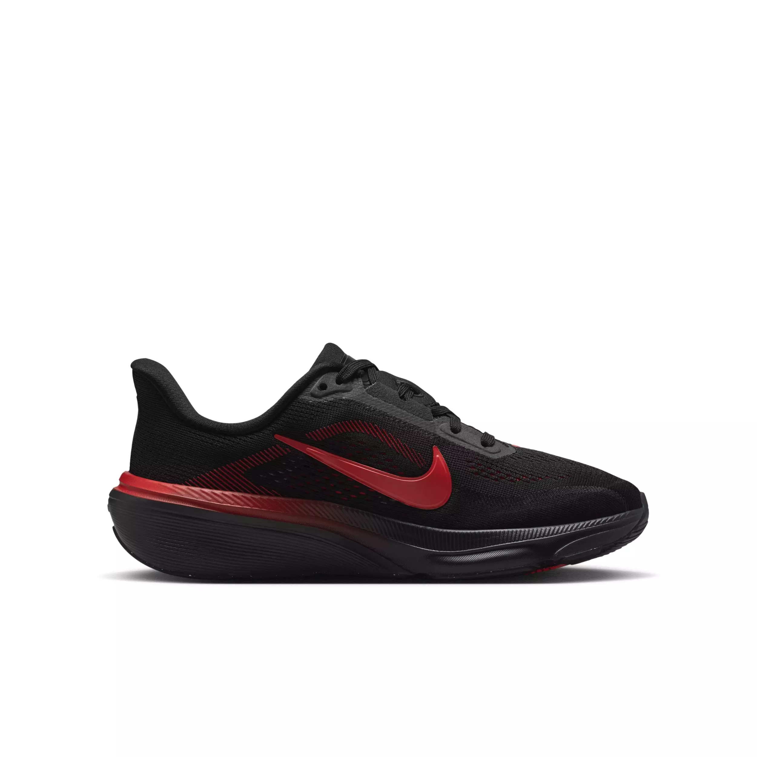 Nike Pegasus 42 "Black/University Red/Wolf Grey/Bright Crimson" Grade School Boys' Running Shoe - BLACK/RED/GREY/CRIMSON