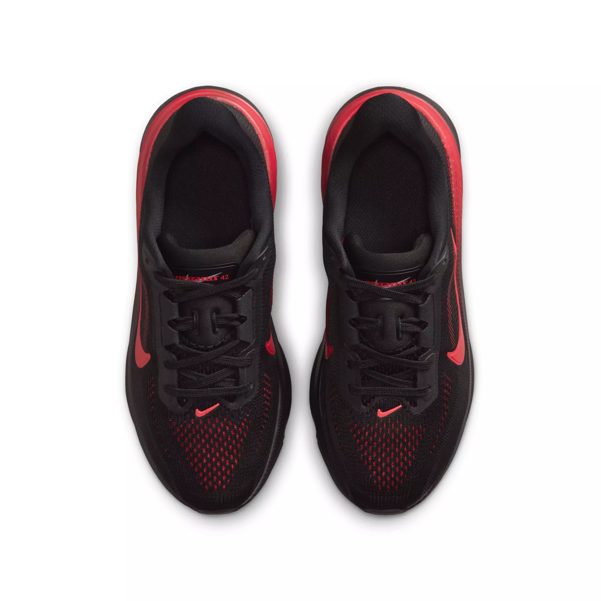 Nike Pegasus 42 "Black/University Red/Wolf Grey/Bright Crimson" Grade School Boys' Running Shoe - BLACK/RED/GREY/CRIMSON