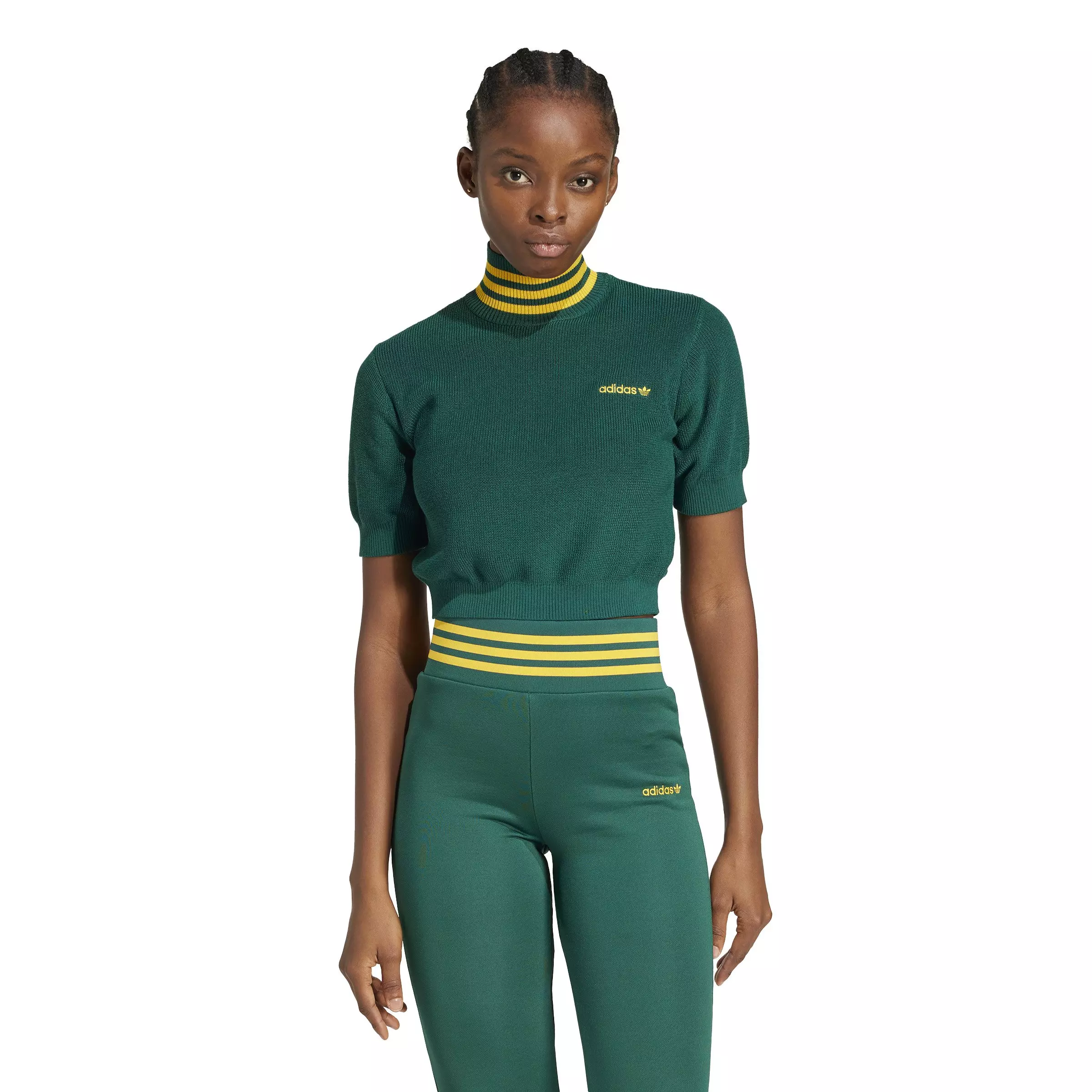 adidas Originals Women's Cropped Turtleneck -Green - GREEN
