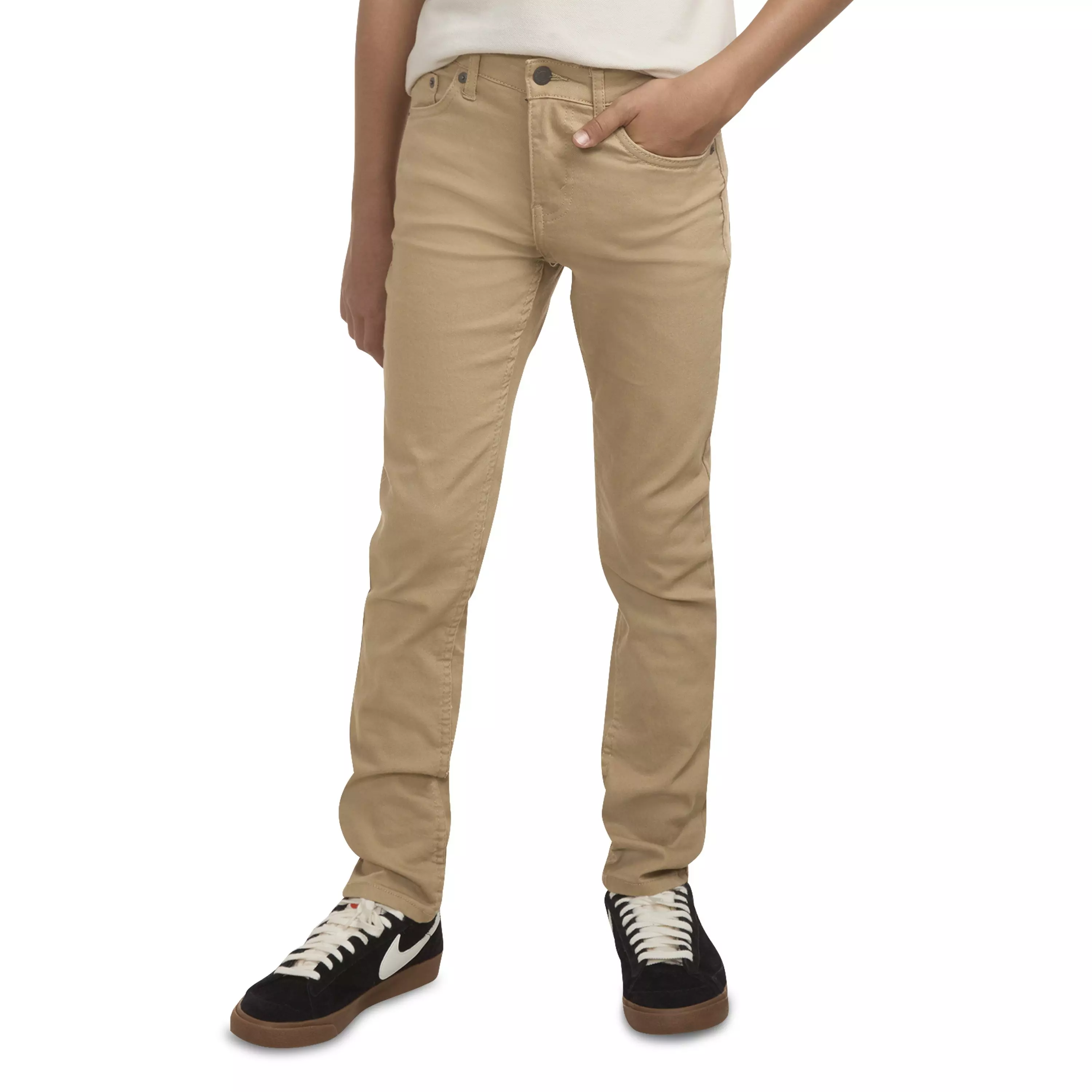 Levi's 510 Eco Performance Skinny Fit Lt Wash Big Boys' Khaki Denim Jeans - KHAKI