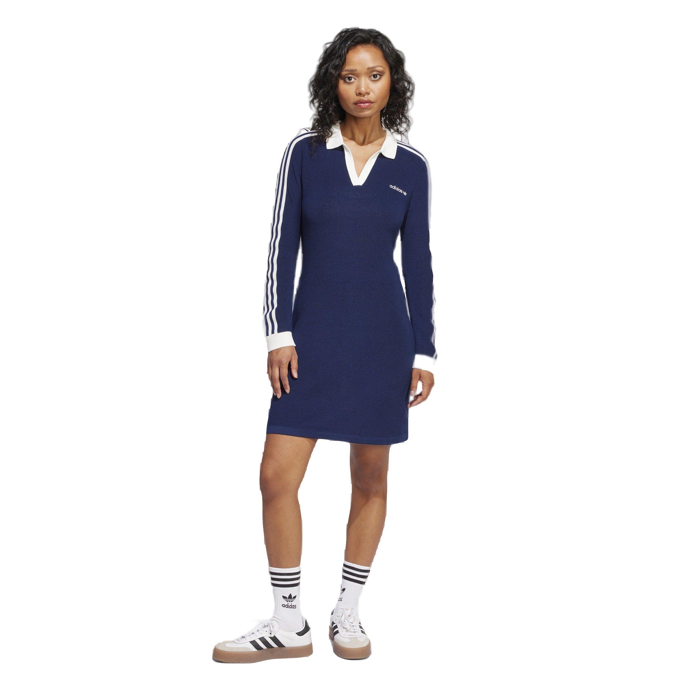 adidas Originals Women's Knitted Polo Dress -Blue - BLUE