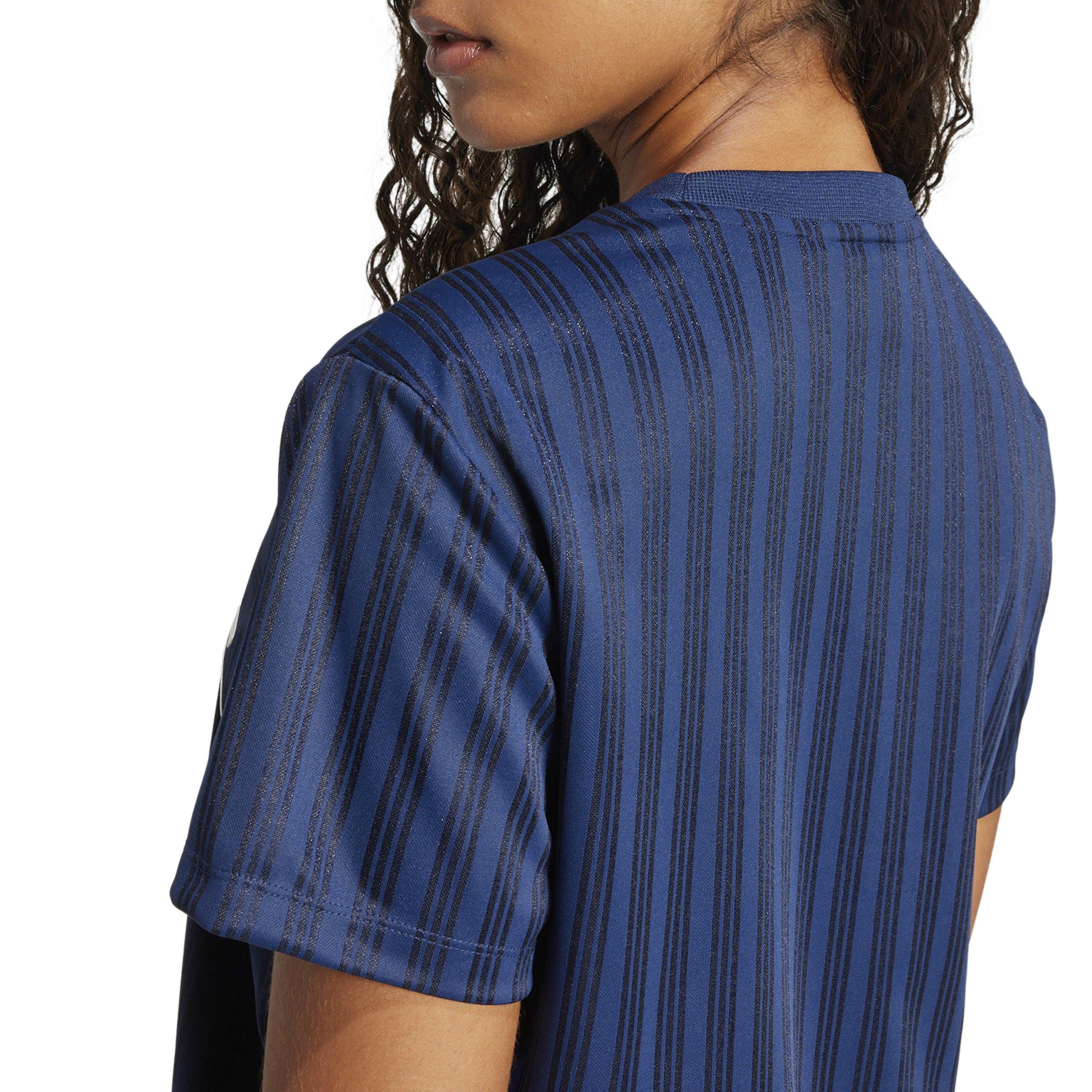 adidas Originals Women's Linear Graphic Boyfriend T-Shirt -Blue - BLUE Thumbnail View 4