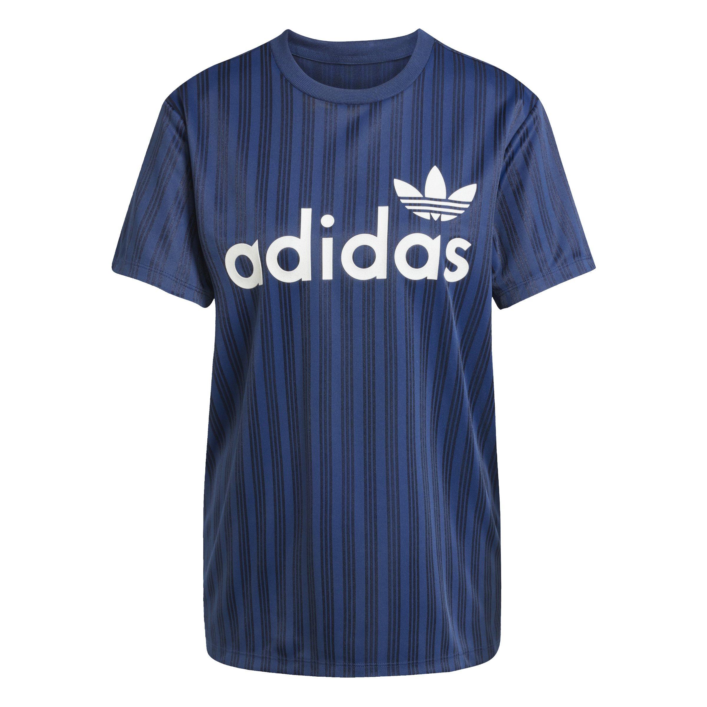adidas Originals Women's Linear Graphic Boyfriend T-Shirt -Blue - BLUE Thumbnail View 6