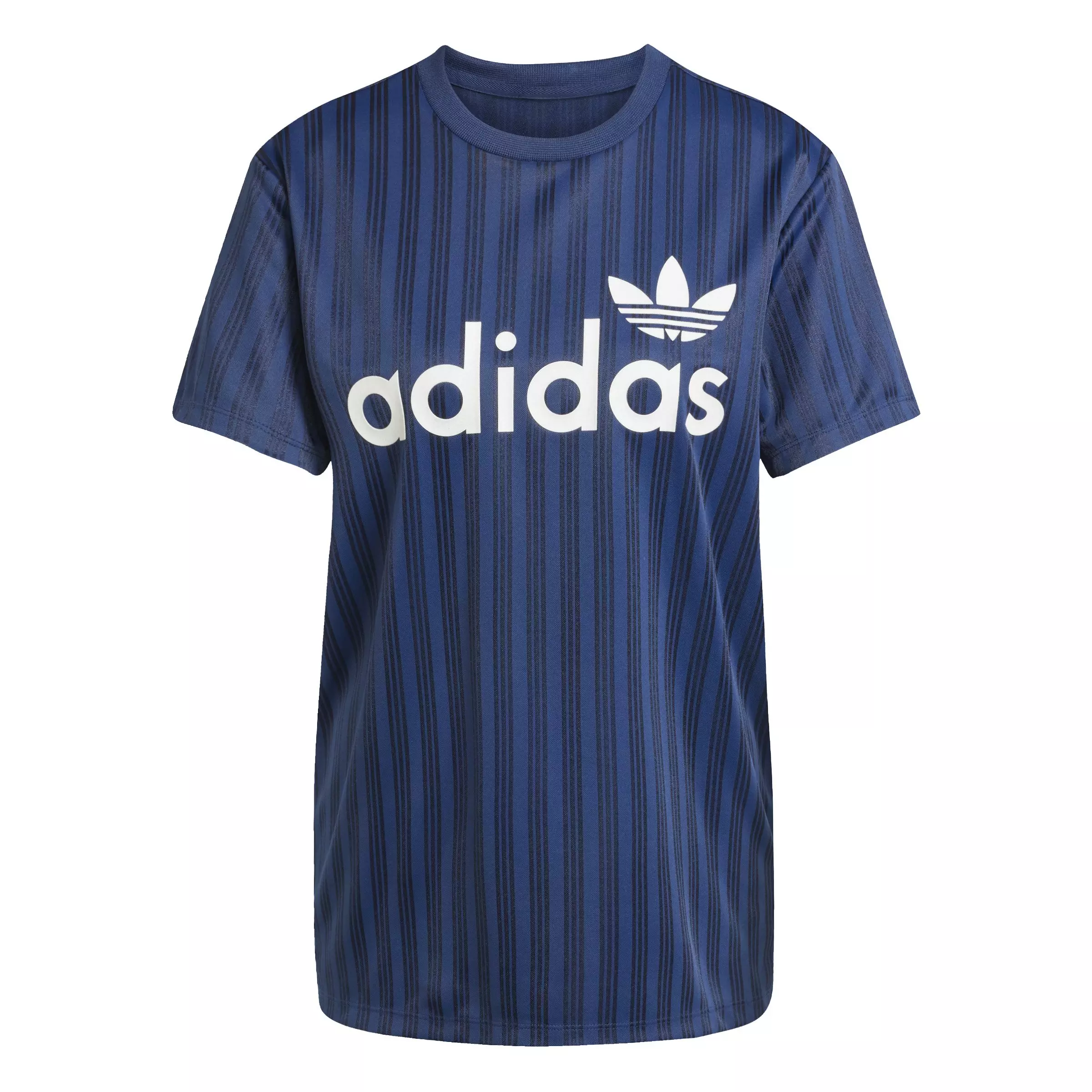 adidas Originals Women's Linear Graphic Boyfriend T-Shirt -Blue - BLUE