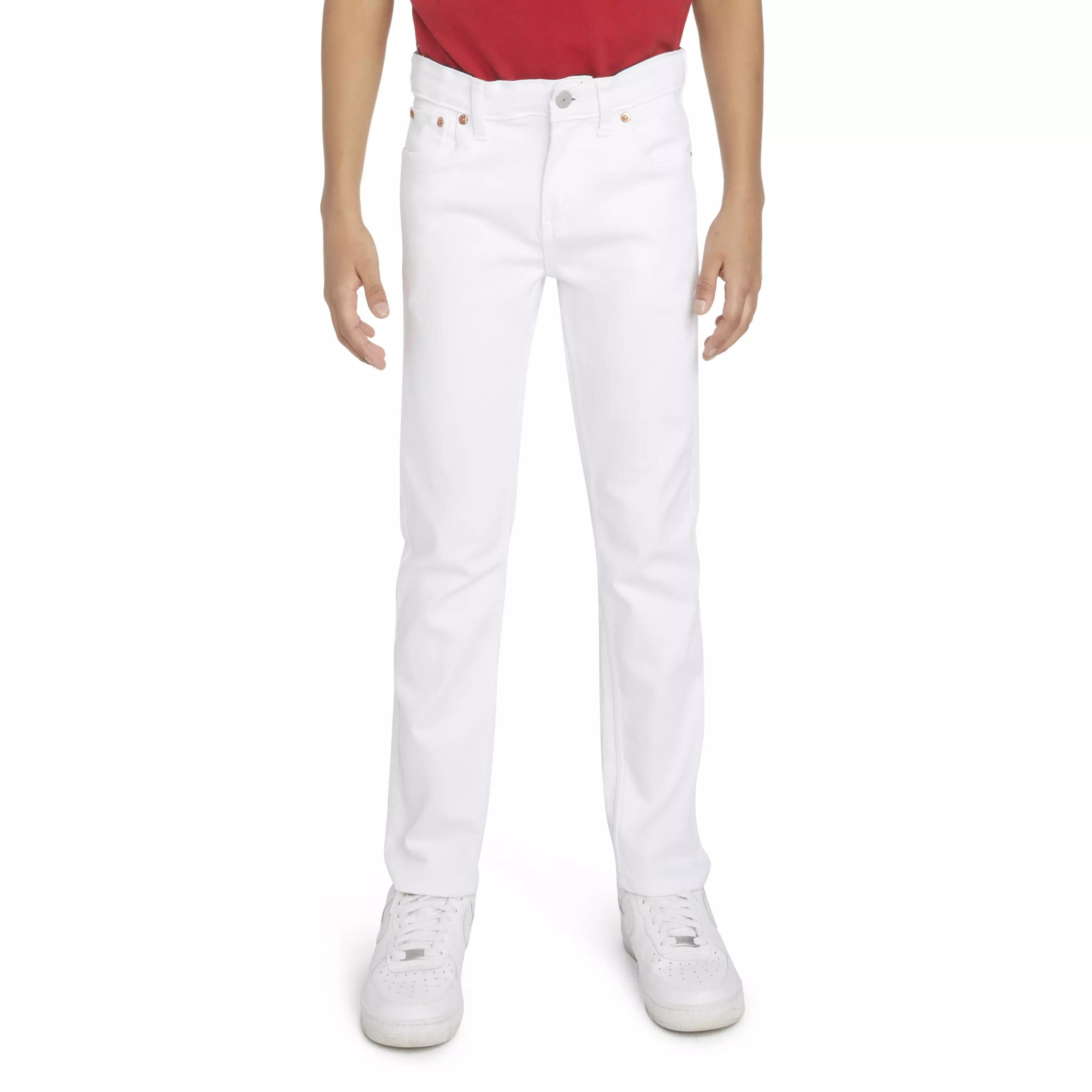 Levi's 502 Strong Performance Tapered Fit White Wash Big Boys' White Denim Jeans - WHITE